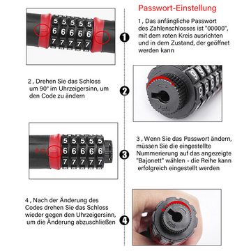 CoolBlauza Kettenschloss Kettenschloss (1-tlg), 100cm Zahlenkettenschloss Fahrradschloss (1-tlg), Multi-Funktions-Kettenschloss
