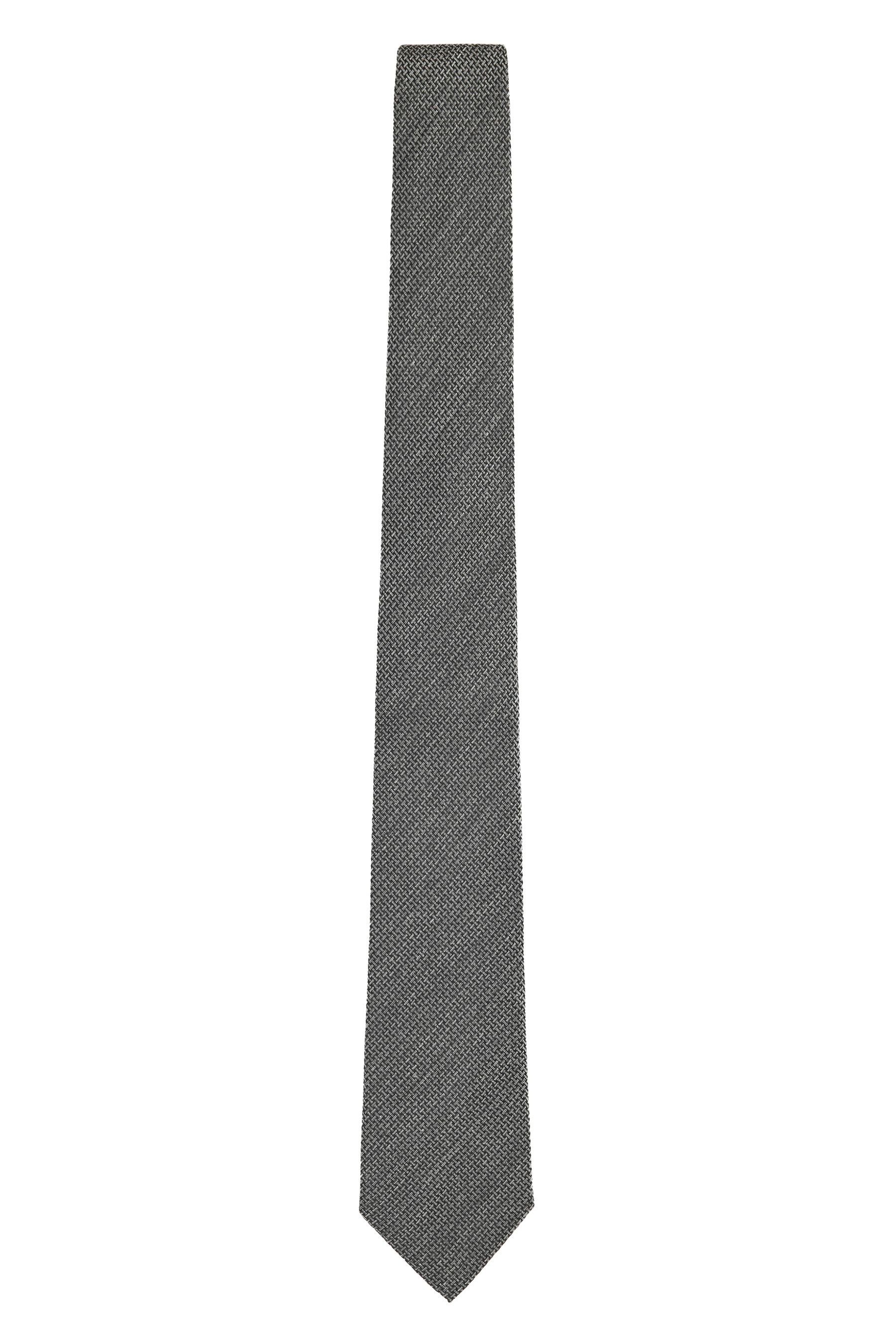 Strukturierte Grey Signature Seidenkrawatte (1-St) Krawatte Dark Next