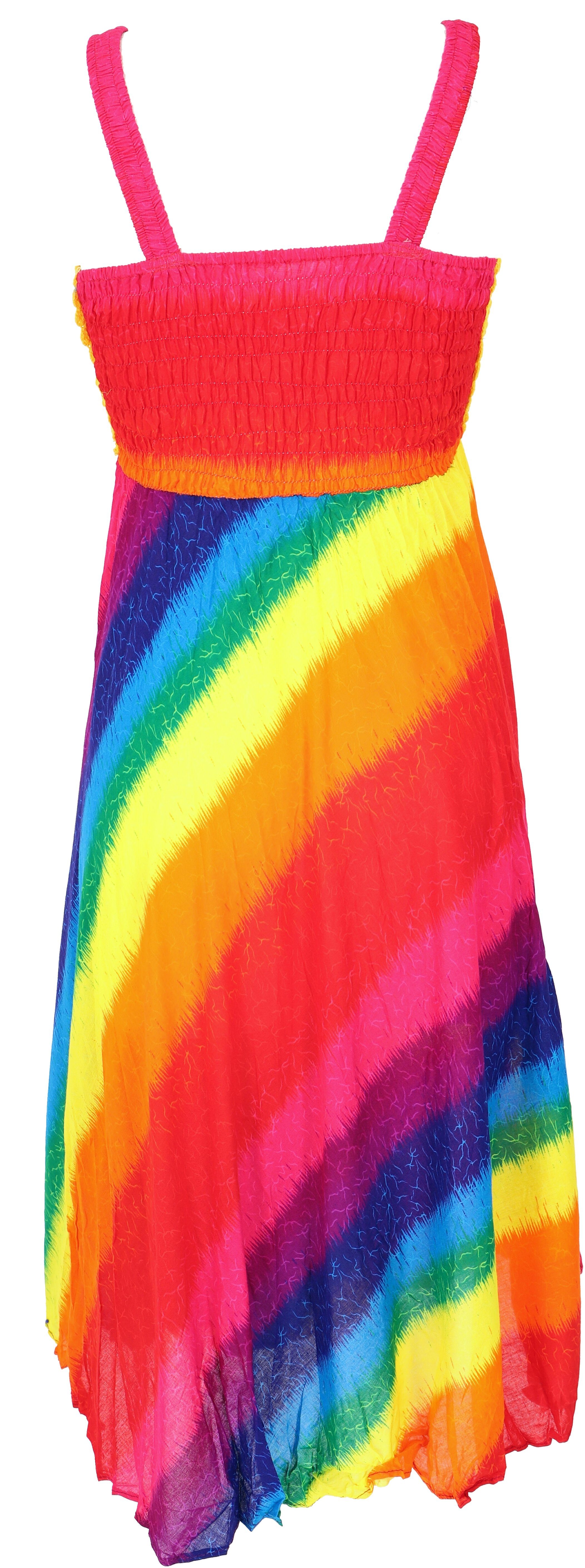 Boho Guru-Shop regenbogen/gelb Bekleidung -.. alternative Krinkelkleid Sommerkleid, Minikleid, Midikleid