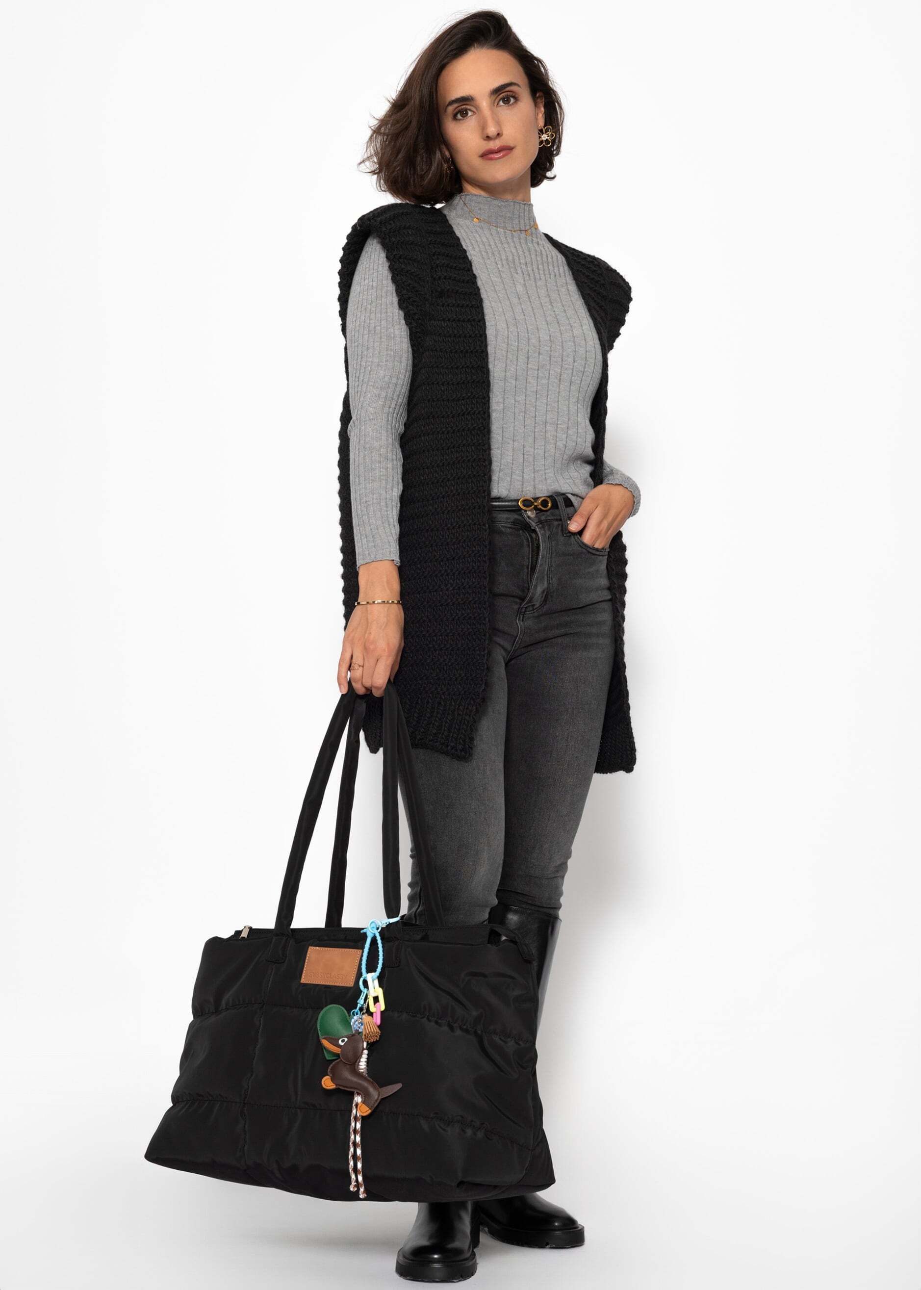 SASSYCLASSY Kurzweste Lange ärmellose Strickweste für günstig online kaufen