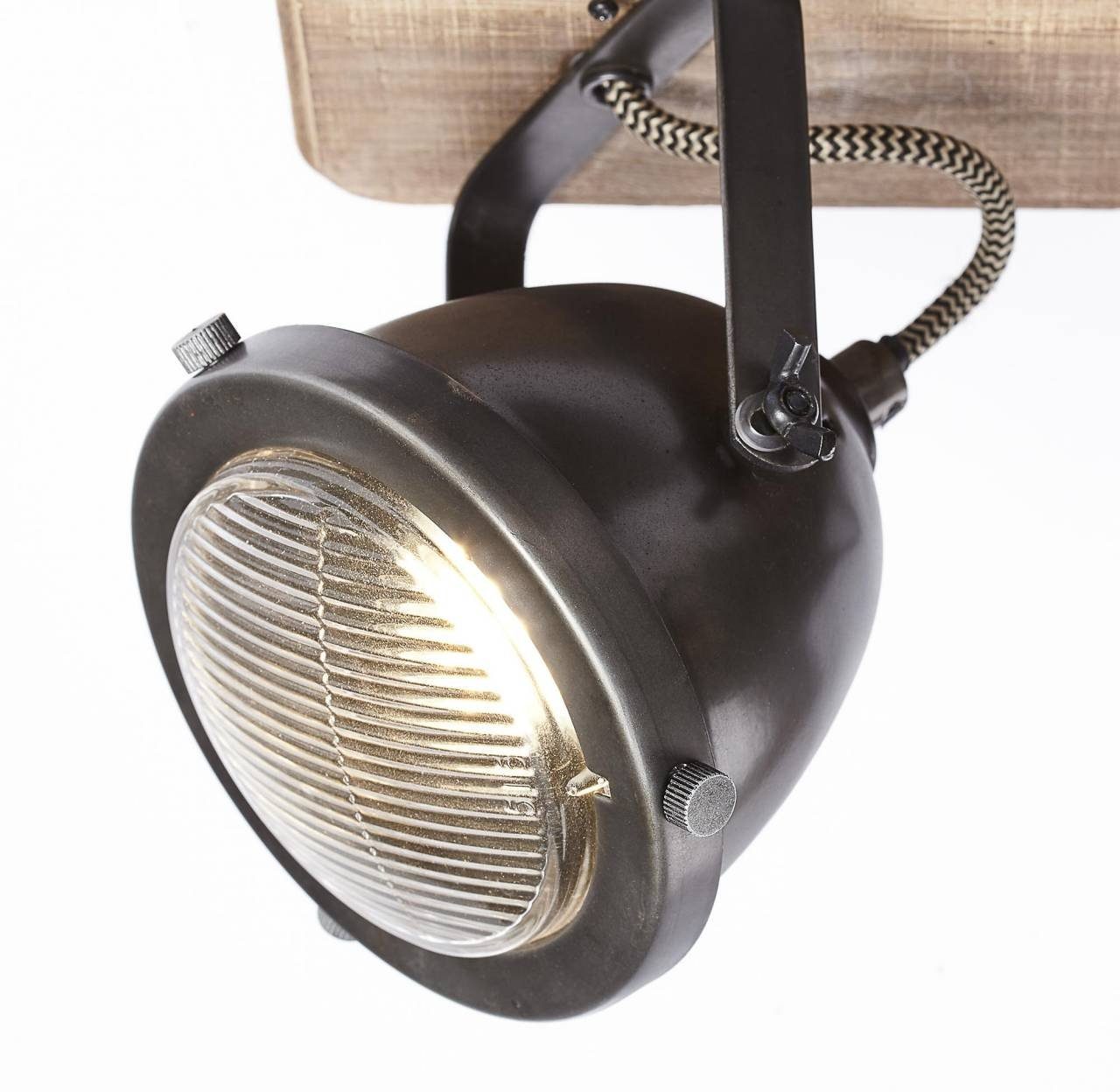 steel/holz Brilliant Lampe Wood burned Wood, Carmen 4x Carmen PAR51, Wandleuchte 4flg Spotplatte GU10