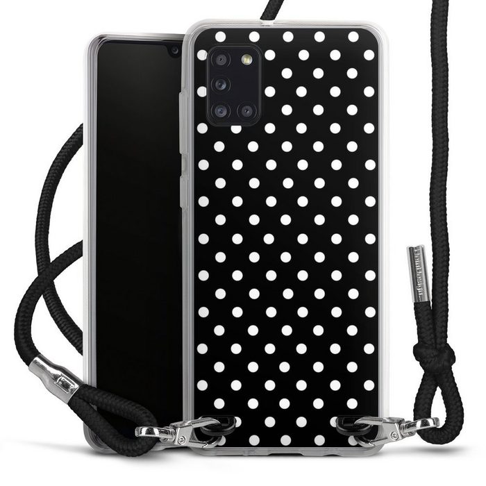 DeinDesign Handyhülle Punkte Retro Polka Dots Polka Dots - schwarz und weiß Samsung Galaxy A31 Handykette Hülle mit Band Case zum Umhängen