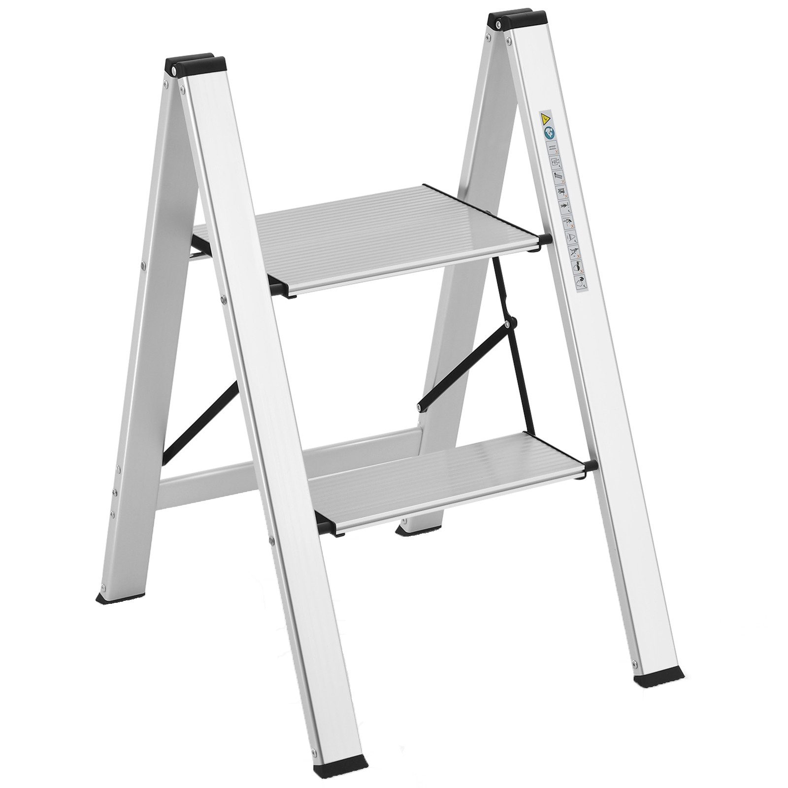 COSTWAY Trittleiter, 2 Stufen bis 150 kg, klappbar rutschfest, aus Aluminium