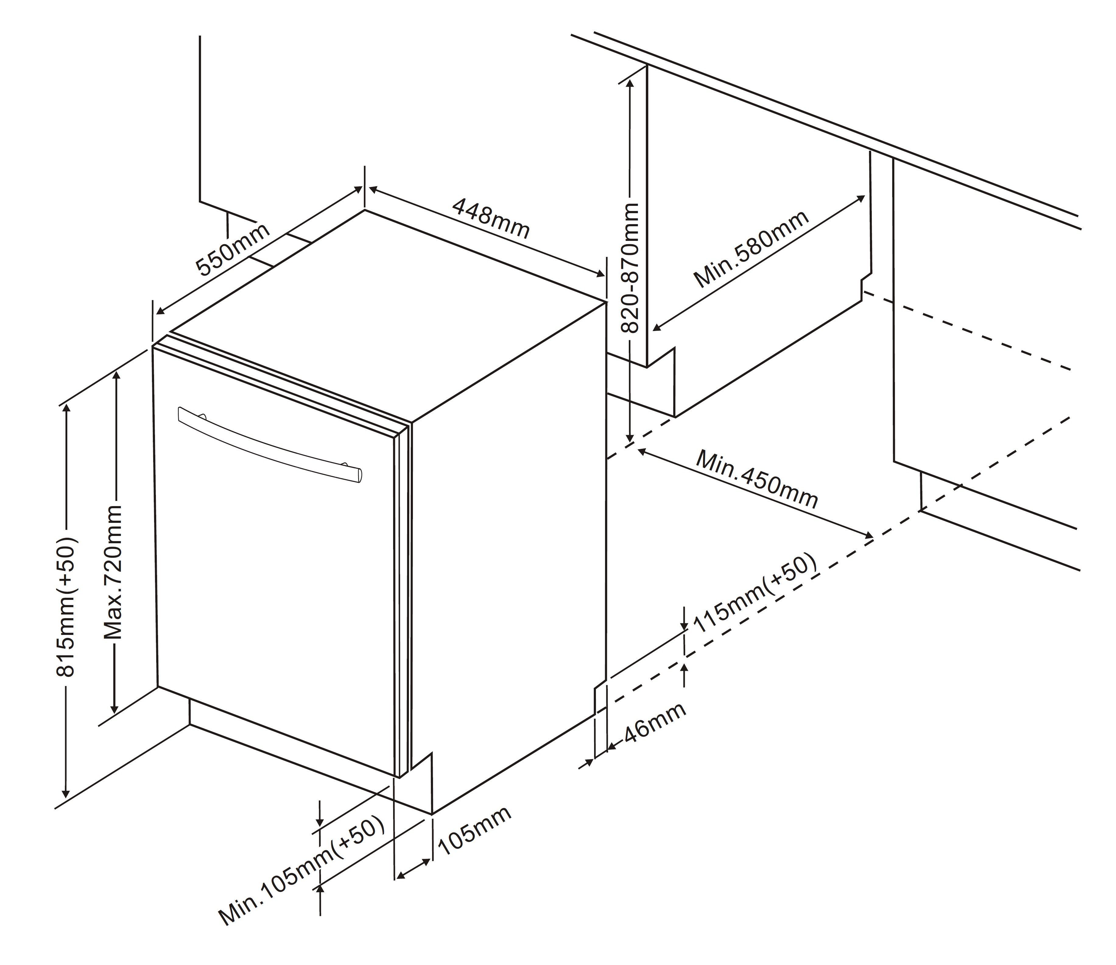 PKM vollintegrierbarer Geschirrspüler GSP9-5FI, 9 l, 9 Maßgedecke, Reinigungstemperaturen 45 / 50 / 60 / 65 °C