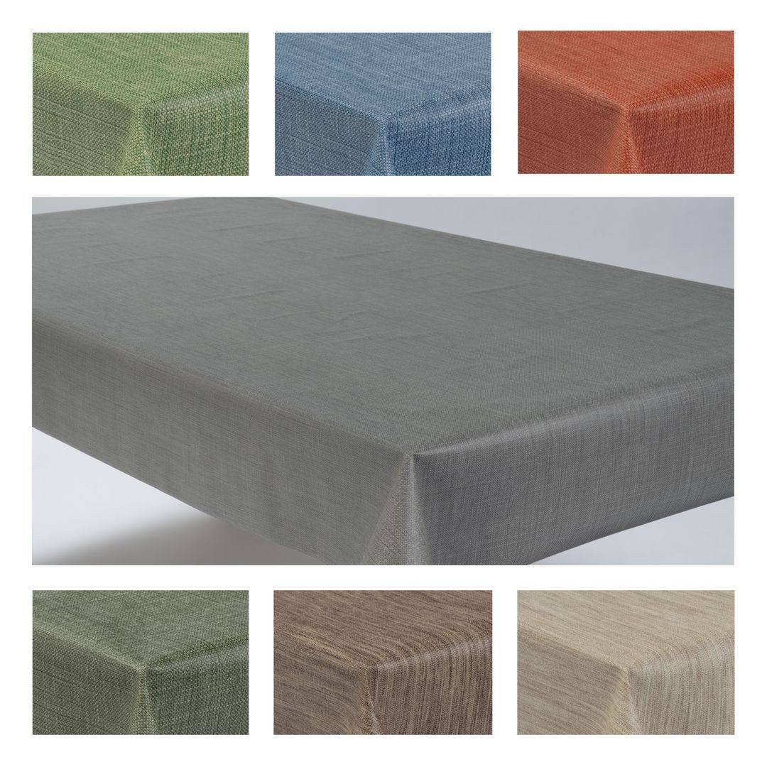 laro Tischdecke Wachstuchtischdecke Uni Leinen PVC Eckig