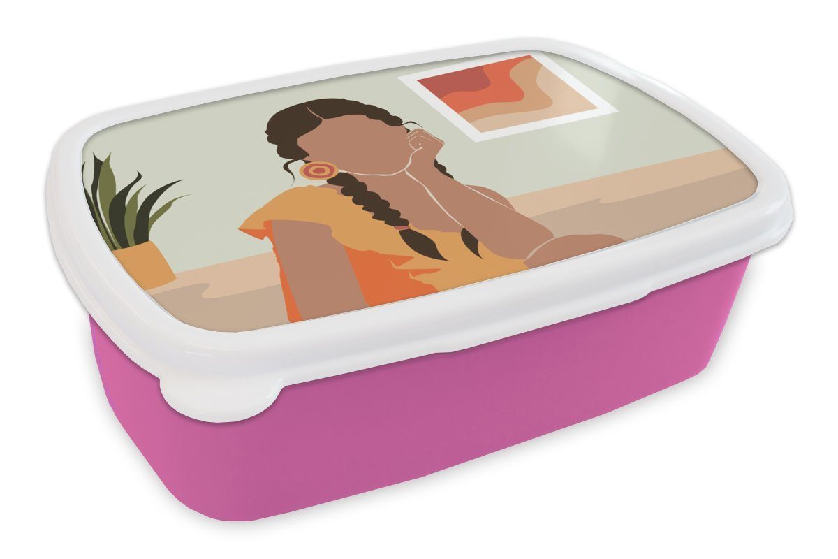 (2-tlg), Mädchen, Brotdose Snackbox, - Kleid Kunststoff, rosa Kinder, Brotbox MuchoWow Erwachsene, - Sommer, Frau für Kunststoff Lunchbox