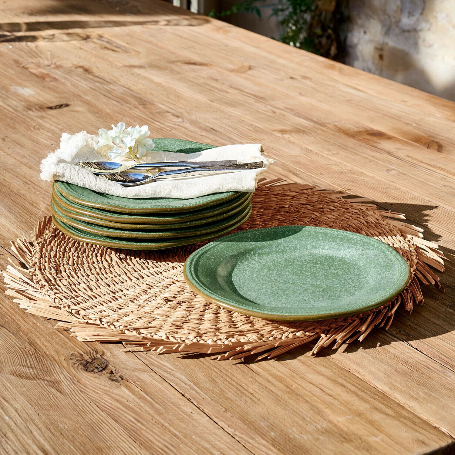 Mirabeau Geschirr-Set Dessertteller 6er Set Norrvik grün, Steinzeug