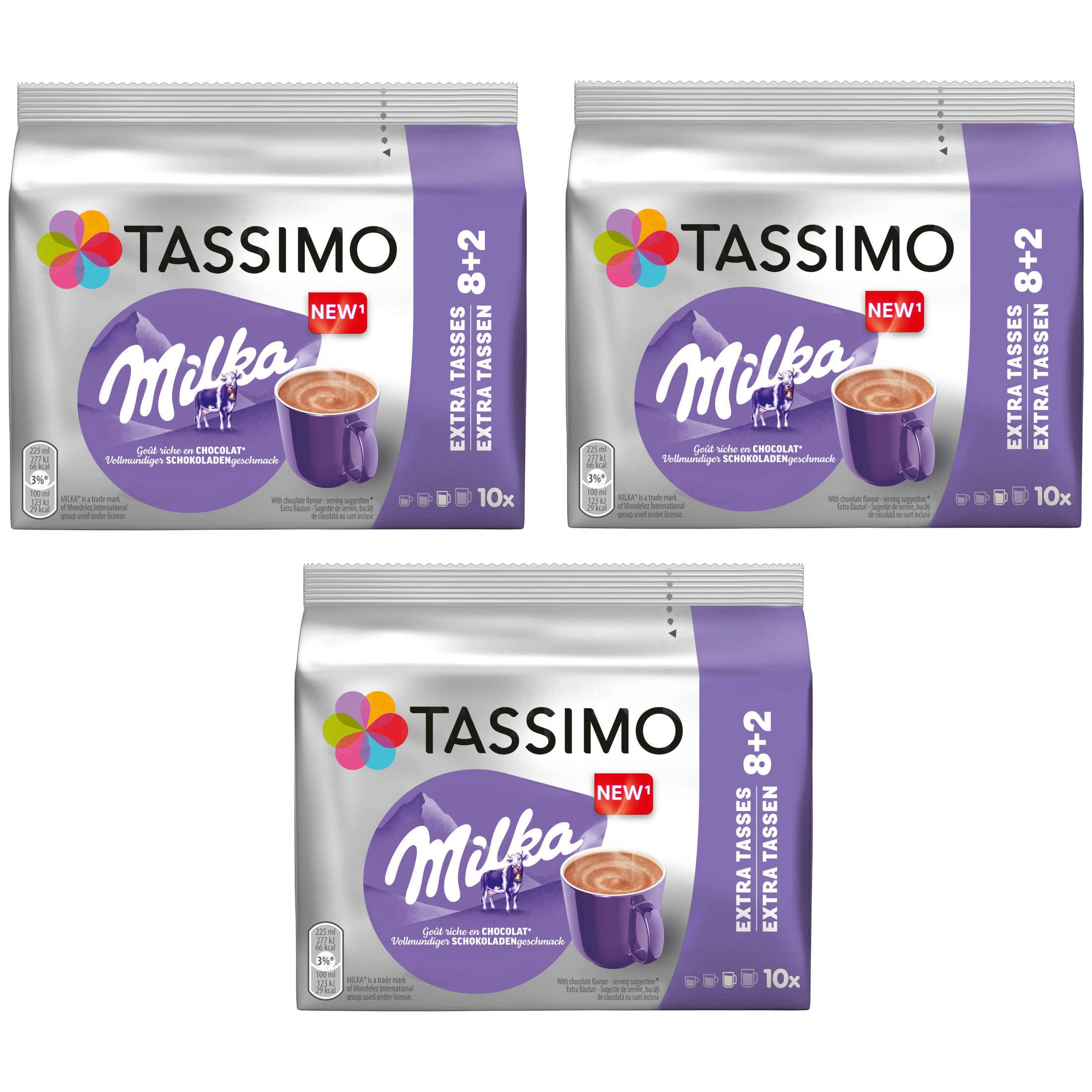 TASSIMO Kaffee Kapseln Milka T Disc Hot Schokolade Kakao Spezialität 3 x 10 Getränke, 480 g, (Packung, 3er Pack)