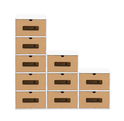 BigDean Schuhbox »10er Set mit Sichtfenster & Schublade − Pappkarton aus Kraftpapier − Schuhkasten Schuhkarton Spielzeug−Box Aufbewahrung stapelbar« (10 Stück)