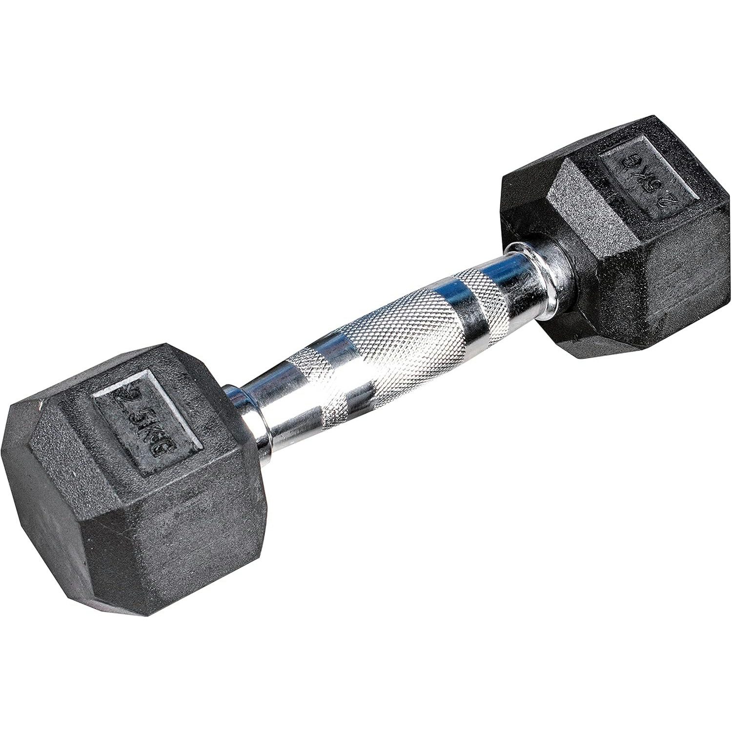 body coach Kurzhantel / Hexagon Hantel, (2,5 kg), aus Gusseisen mit Gummi-Ummantelung