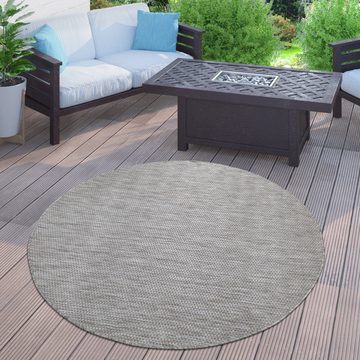 Outdoorteppich Outdoor Teppich Balkon Meliertes Muster Einfarbig, Paco Home, rund, Höhe: 4 mm