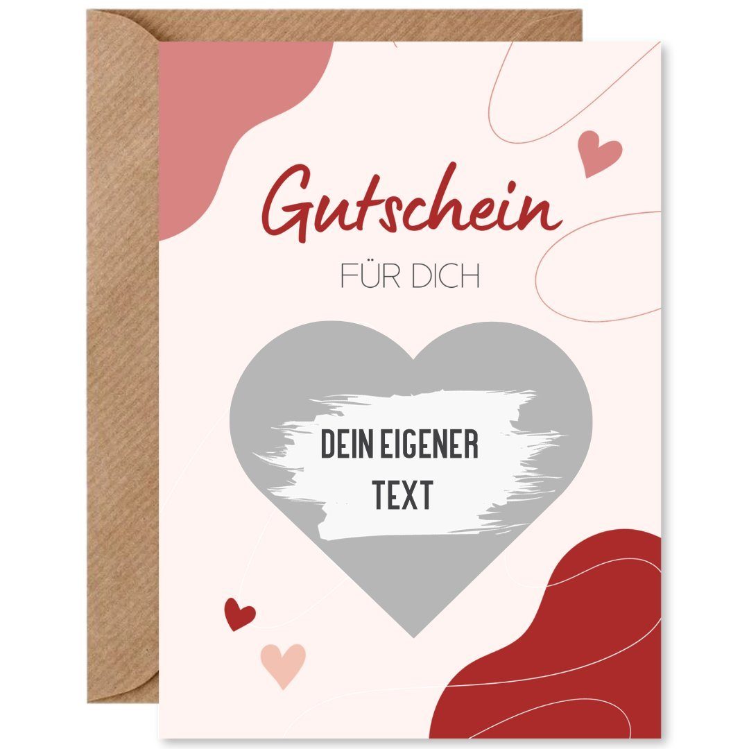 Things of Happiness Postkarte Rubbelkarte zum Beschriften + Briefumschlag aus Naturpapier, Geschenk