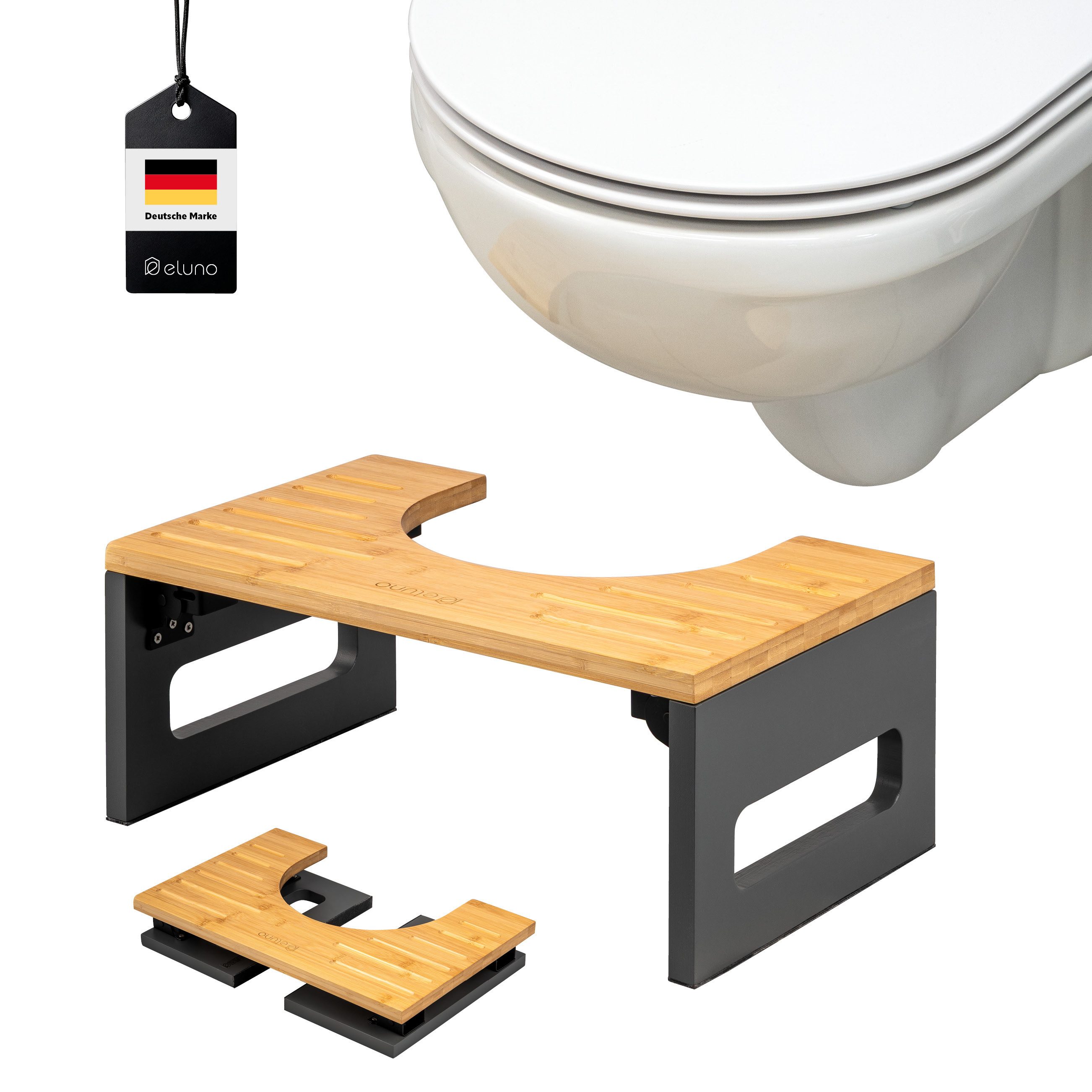 eluno Fußhocker Toilettenhocker aus Bambus, platzsparend günstig online kaufen