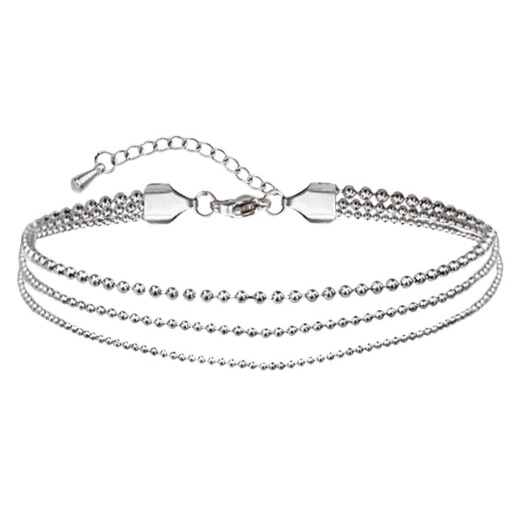 viva-adorno Fußkette Edelstahl Fußkettchen Armkette Damen Armband Damenarmband, Länge verstellbar Dreifachkette Kugelkette
