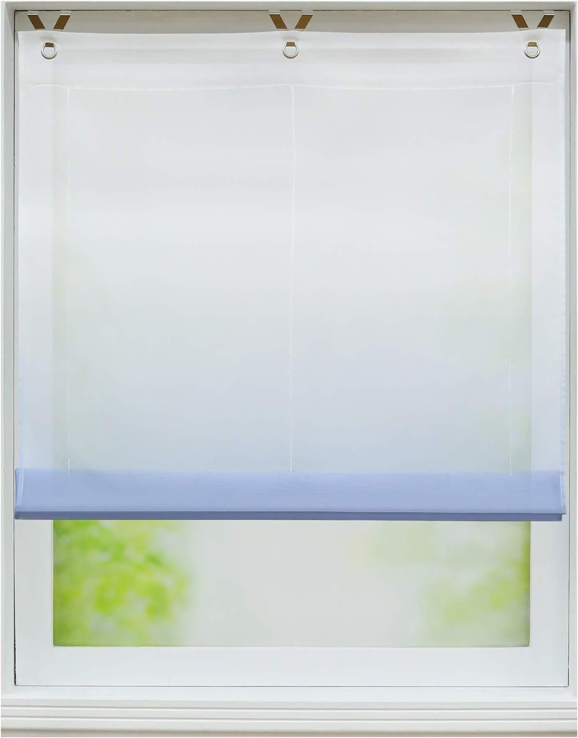 Joyswahl Raffrollo »Alexa« In Leinenoptik - Weißes Ösenrollo Mit Wellen-Abschluss 80x140cm