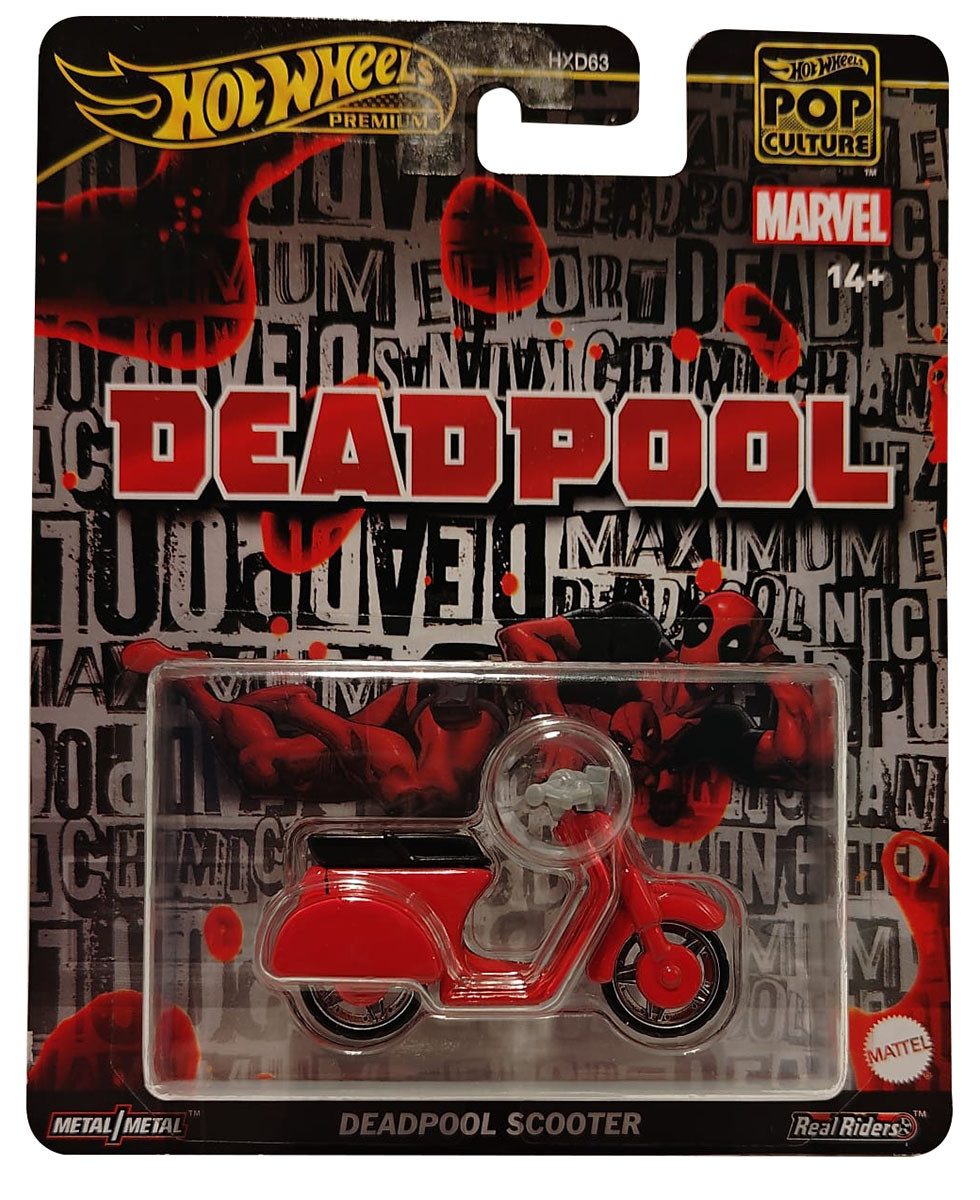Hot Wheels Spielzeug-Motorrad Hot Wheels Premium Pop Culture - Deadpool Scooter - Filmklassiker