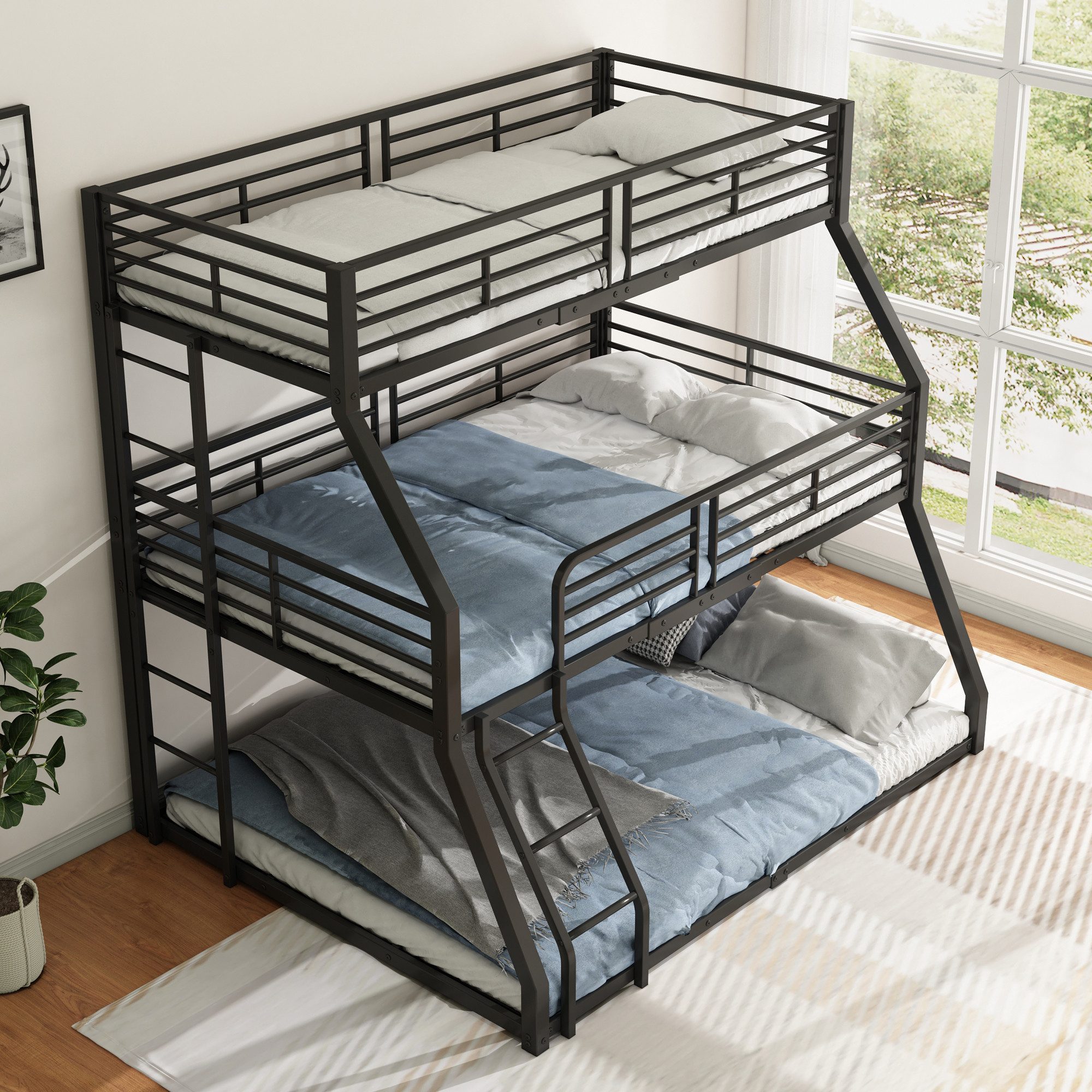 Flieks Etagenbett, Dreierbett Metallbett Kinderbett 90x200cm+120x200cm+140x günstig online kaufen