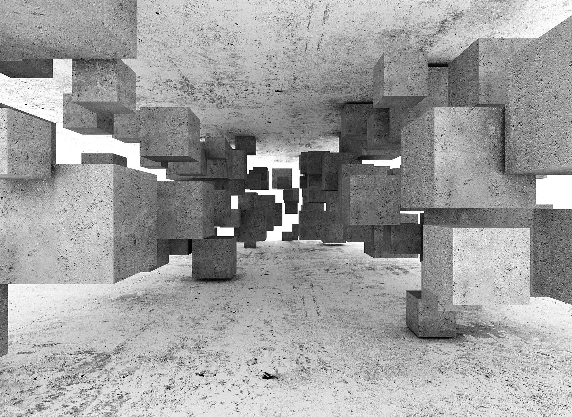 living walls Fototapete Designwalls Concrete Tetris, glatt, (5 St), Vlies, Wand, Schräge, Decke