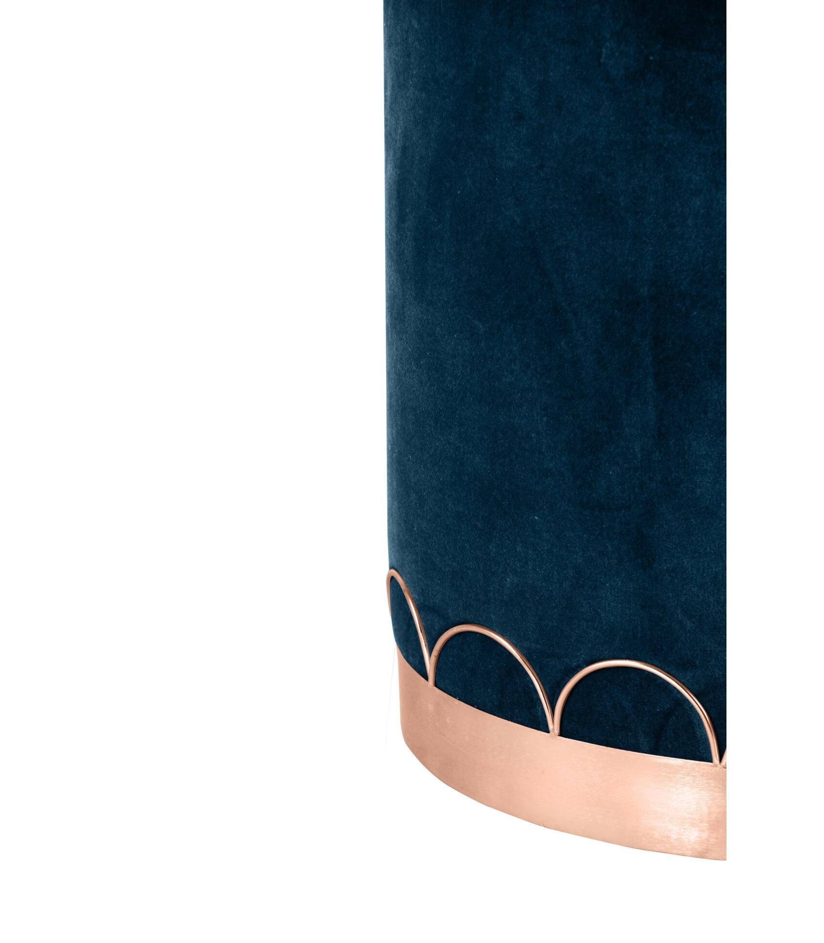 carla&marge Sitzhocker Ibsalba Blue Samt (100 goldfarbenem % Pacific Baumwolle) Bezug Fußring, cm), (Pouf aus in 34x43 Petrol mit superweicher