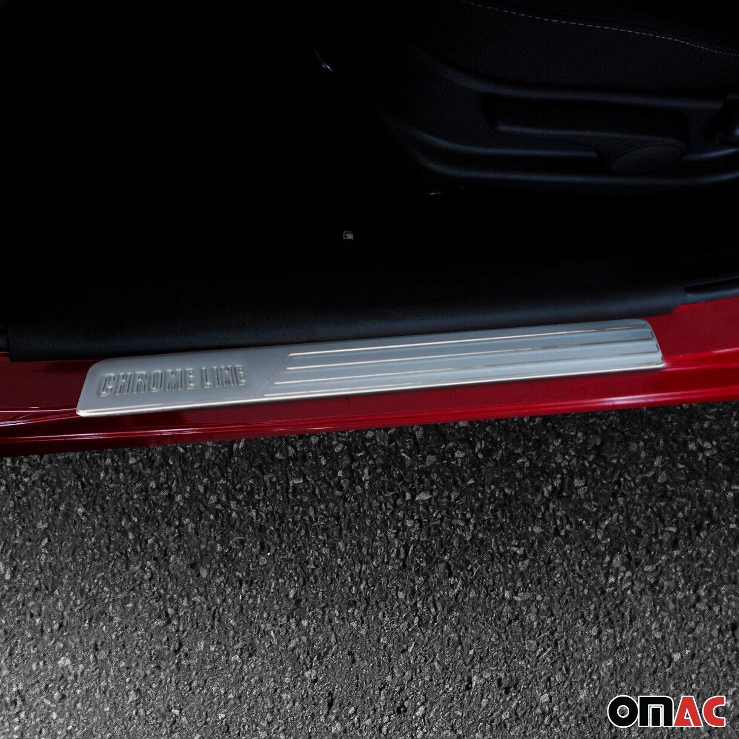 OMAC Zierleisten-Aufkleber Chromline Chrom Einstiegsleisten Türschutzleiste Türrahmen Edelstahl, Langlebig,Einfache Reinigung,Einfache Installation,Rostbeständig