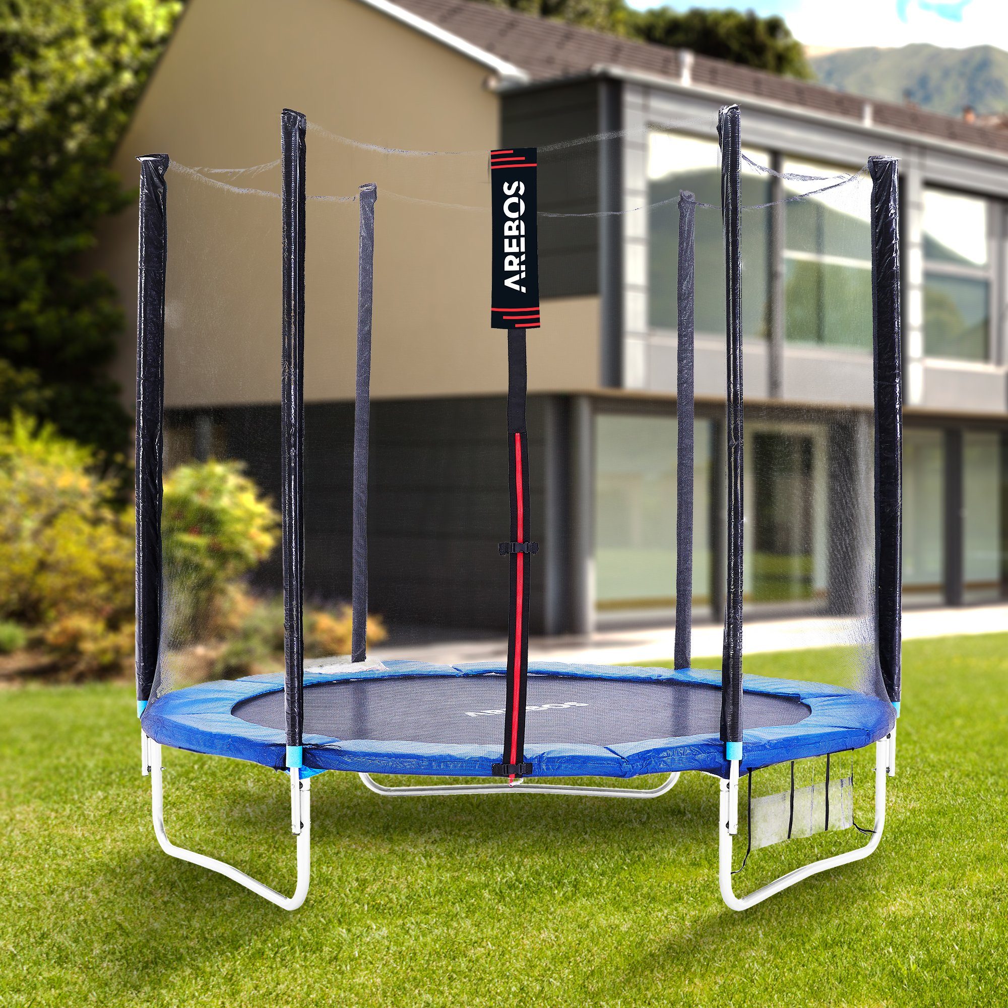 Arebos Trampolinnetz Sicherheitsnetz Trampolin, Ø 244 - 366 cm, 6 Stangen, UV-beständig