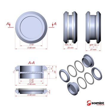 SCHMIDT security tools Griff Einlassgriff B Edelstahl Silber Muschelgriff Türgriff