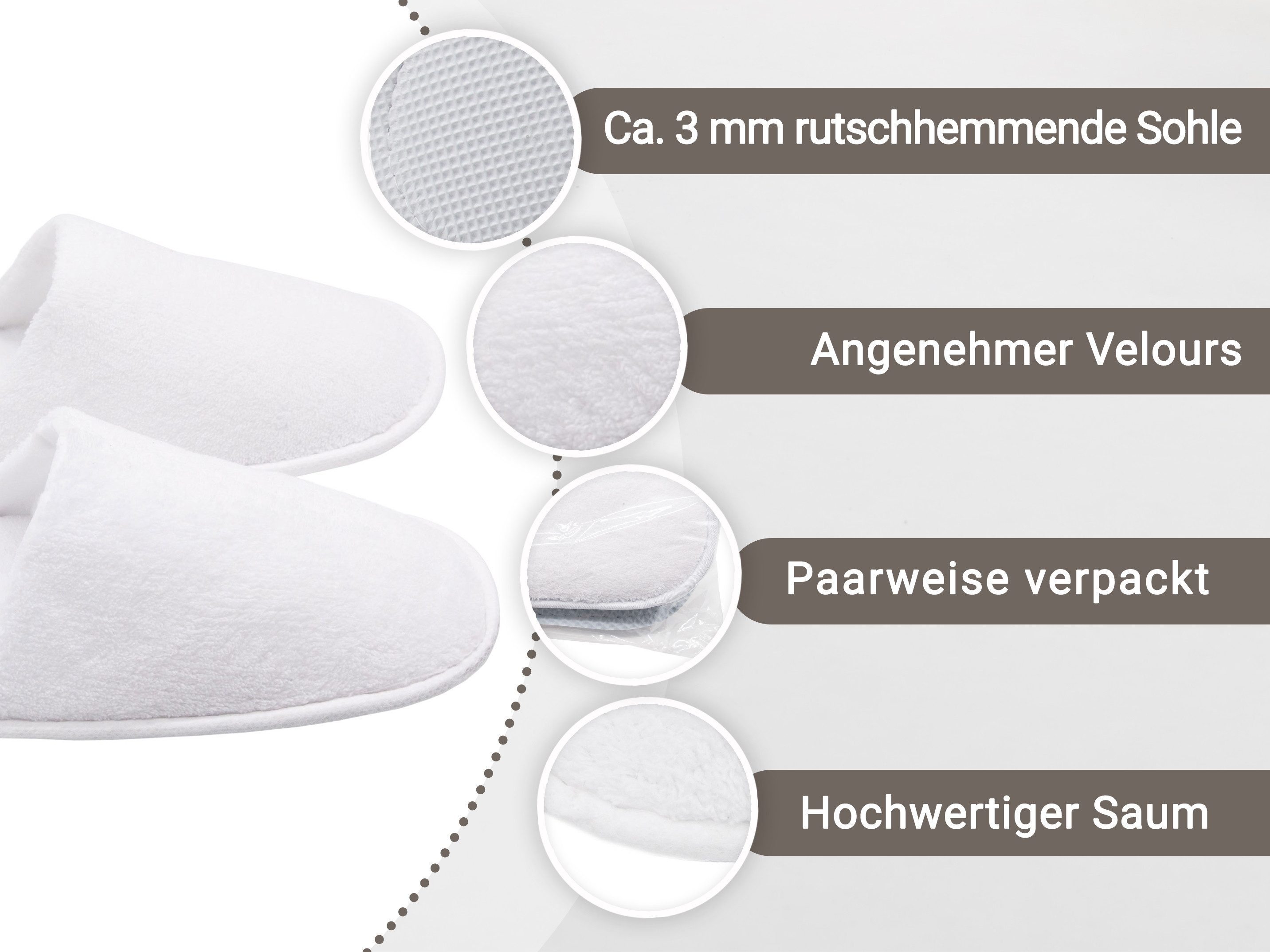 ZOLLNER Pantoffel (10-tlg) 100% Polyester, vom Hotelwäschespezialisten