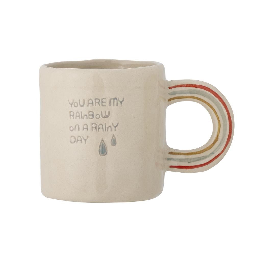 Bloomingville Tasse MINI Cloudy, Regenbogen als Griff, Steingut, Steingut, Kindertasse, Dänisches Design, Geschenktasse, Geschenkidee, Handbemalt