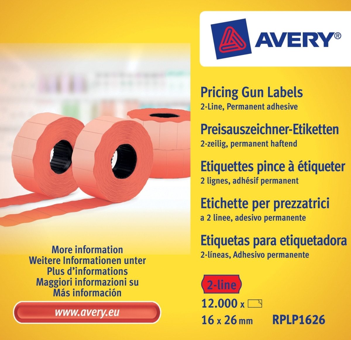 Avery Zweckform Etiketten Handauszeichner-Etiketten 2-zeilig permanent rot 26x16mm 10x1200 Etike