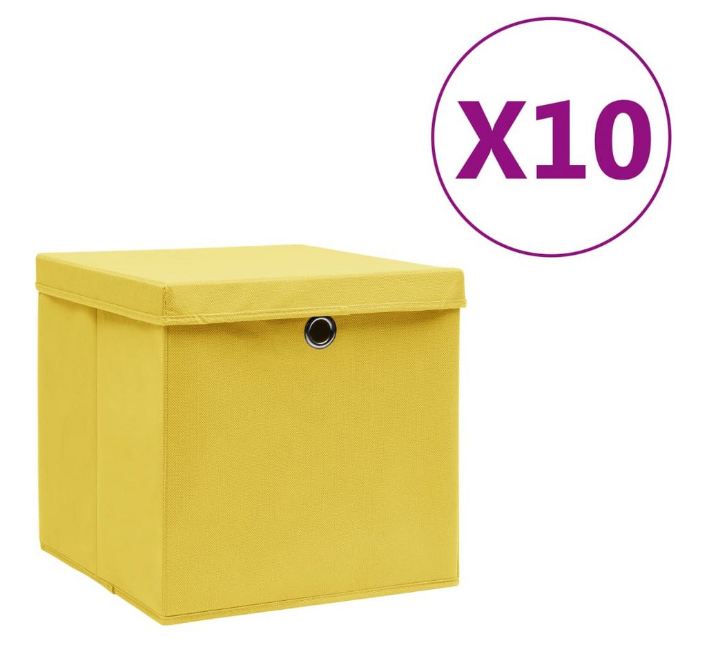 Thumbnail - vidaXL Aufbewahrungsbox, Ordnungsboxen mit Deckeln 10 Stk. 28x28x28 cm Gelb