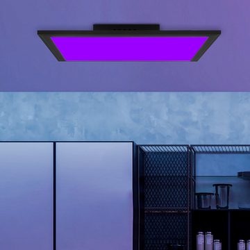 Lightbox LED Deckenleuchte, CCT - über Fernbedienung, LED fest integriert, warmweiß - kaltweiß, RGB-Farbwechsel, 40 x 40 cm, 2400 lm, dimmbar, Memoryfunktion, schwarz