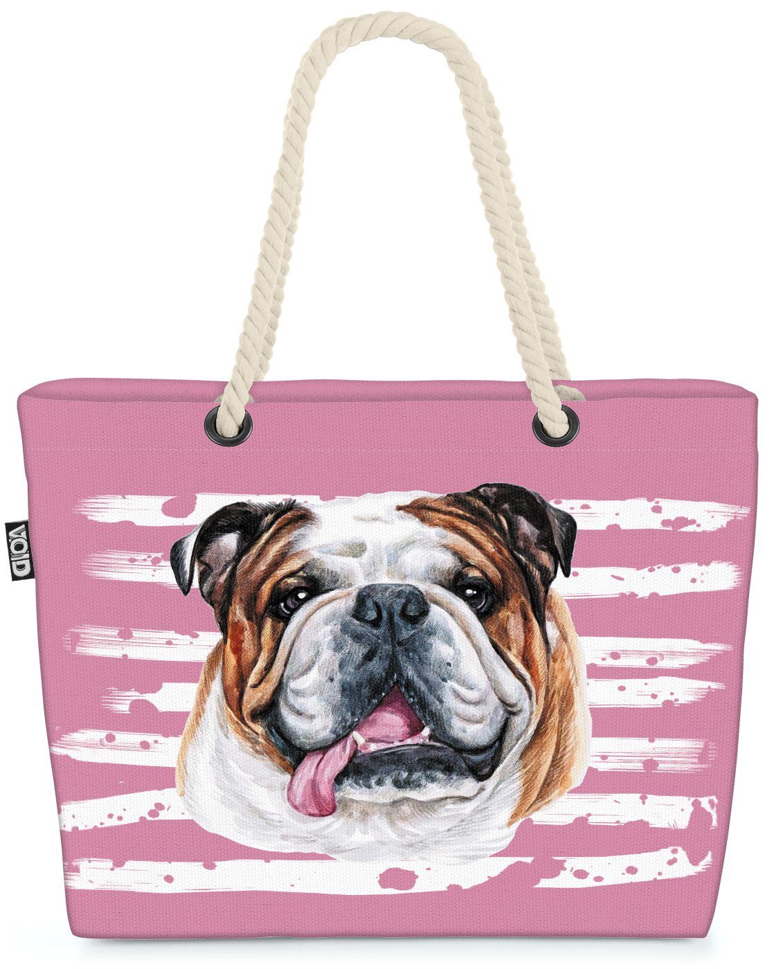 Strandtasche Dog (1-tlg), Hund Bulldogge Dogge VOID rosa Tier Haustier