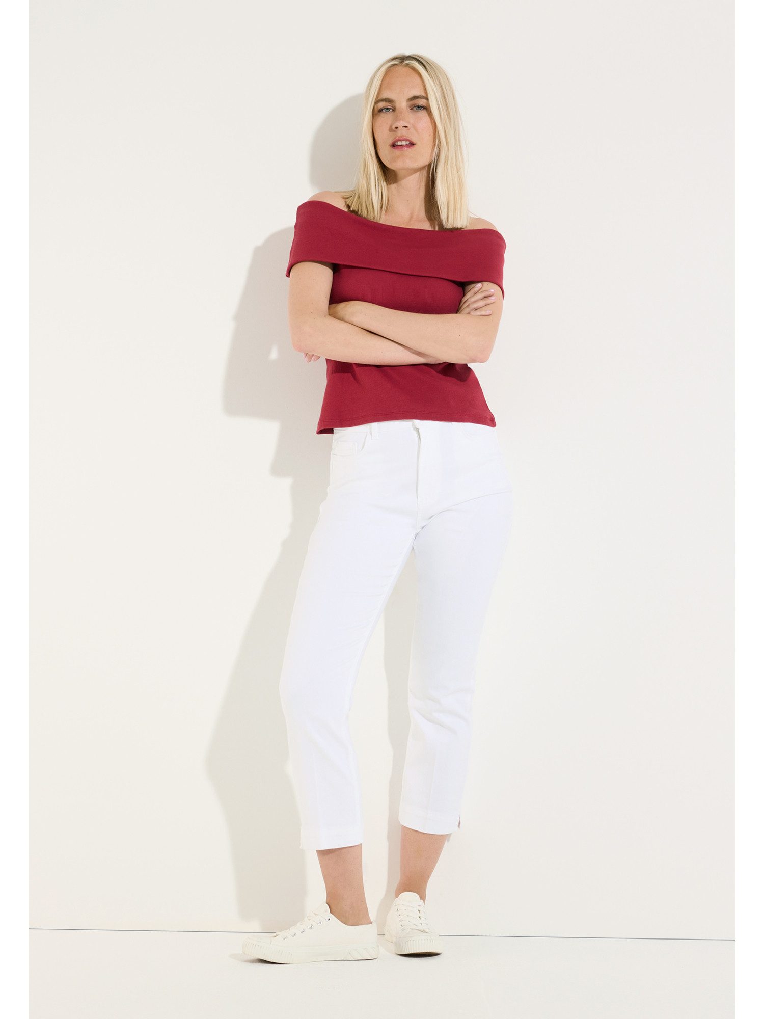 MORE&MORE Kurzarmshirt schulterfreies, schmales Carmenshirt