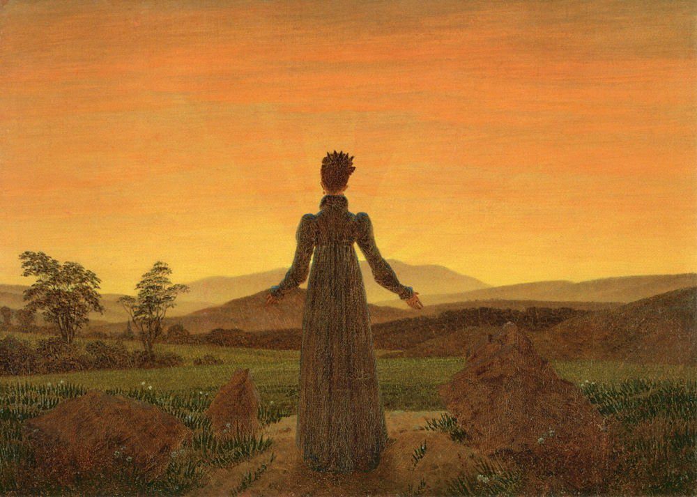 Postkarte Kunstkarte Caspar David Friedrich "Frau in der Morgensonne"