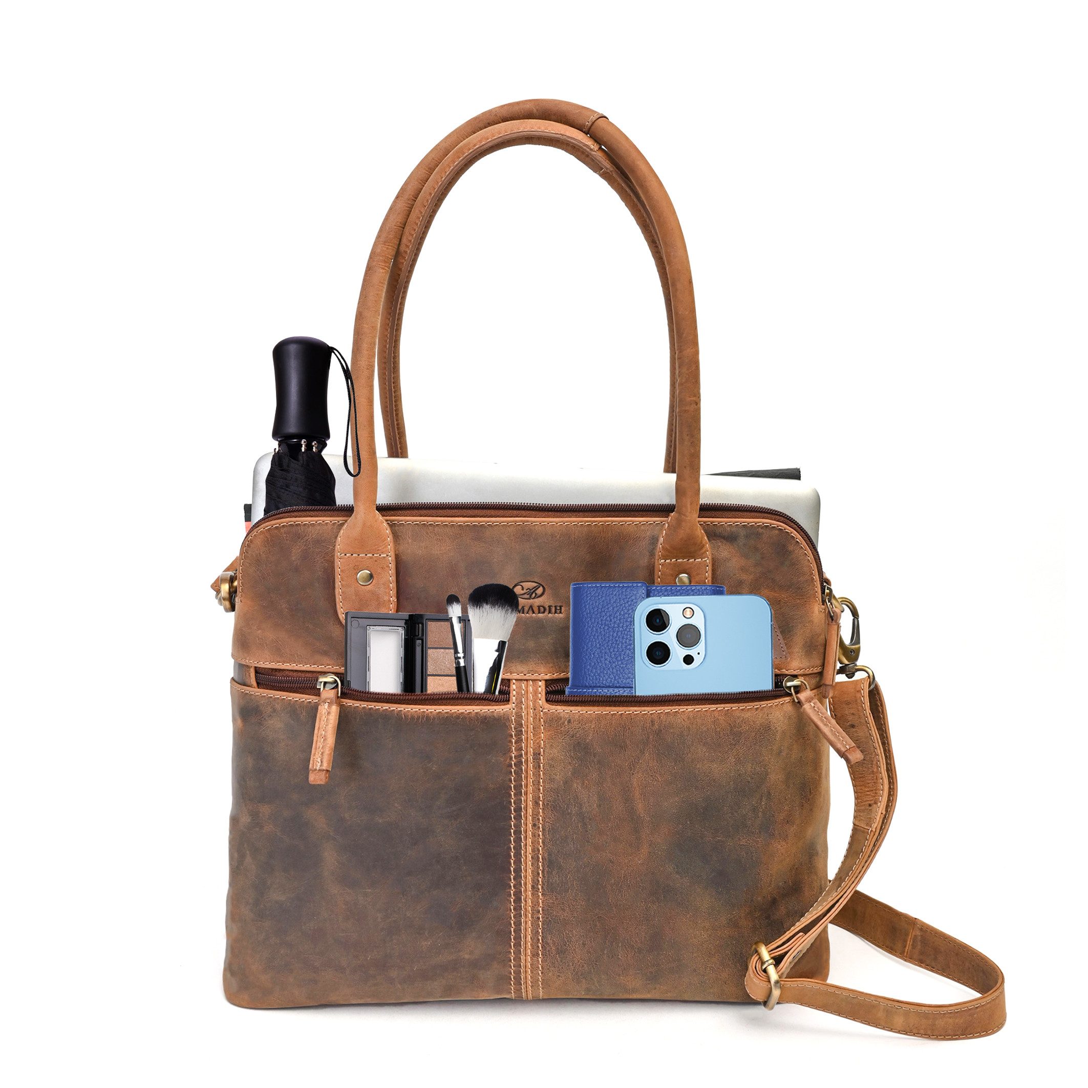 ALMADIH Handtasche Leder Damenhandtasche BELLA Umhängetasche Schultertasche Ledertasche