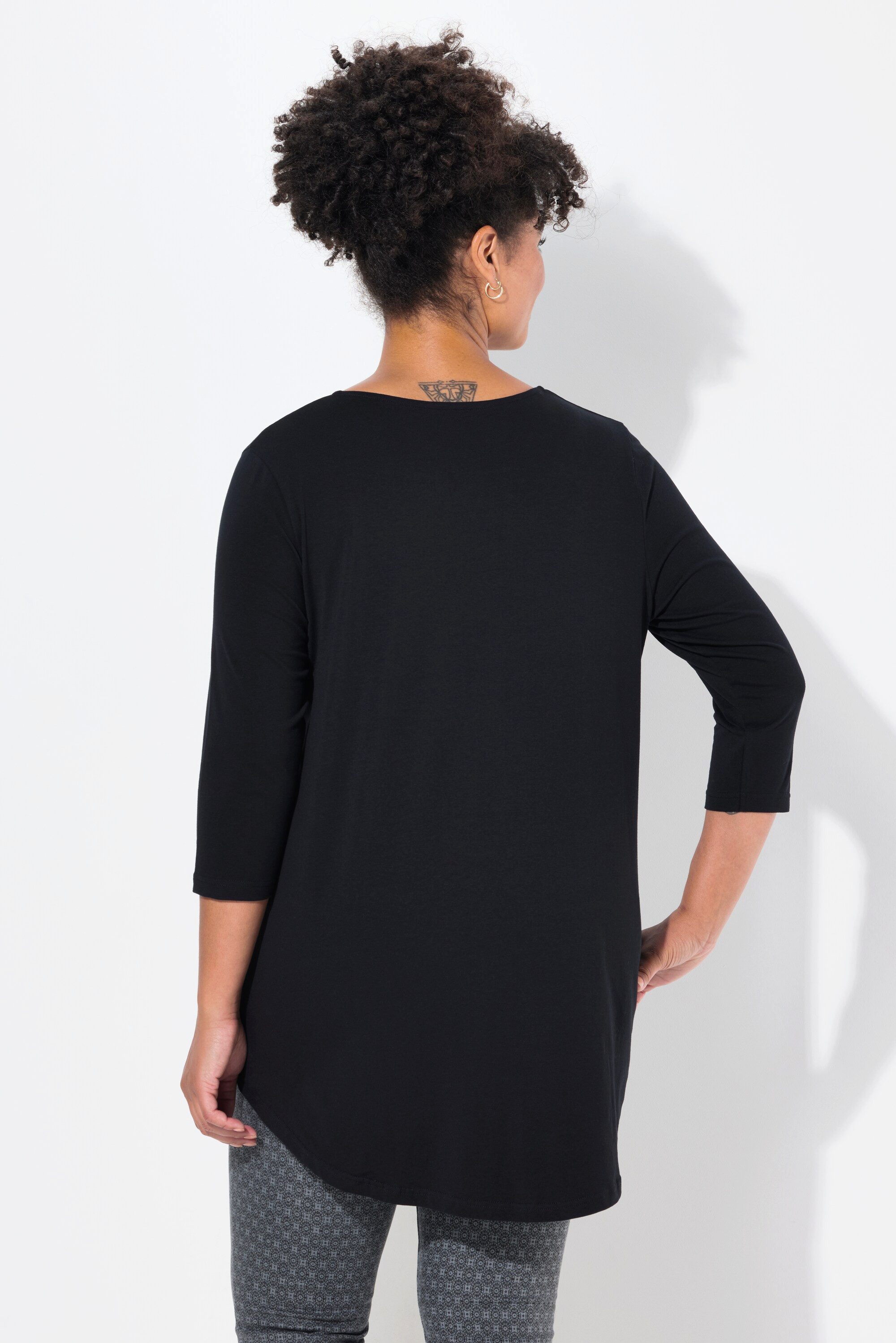 Janet & Joyce T-Shirt T-Shirt A-Linie Statement-Druck 3/4-Ärmel