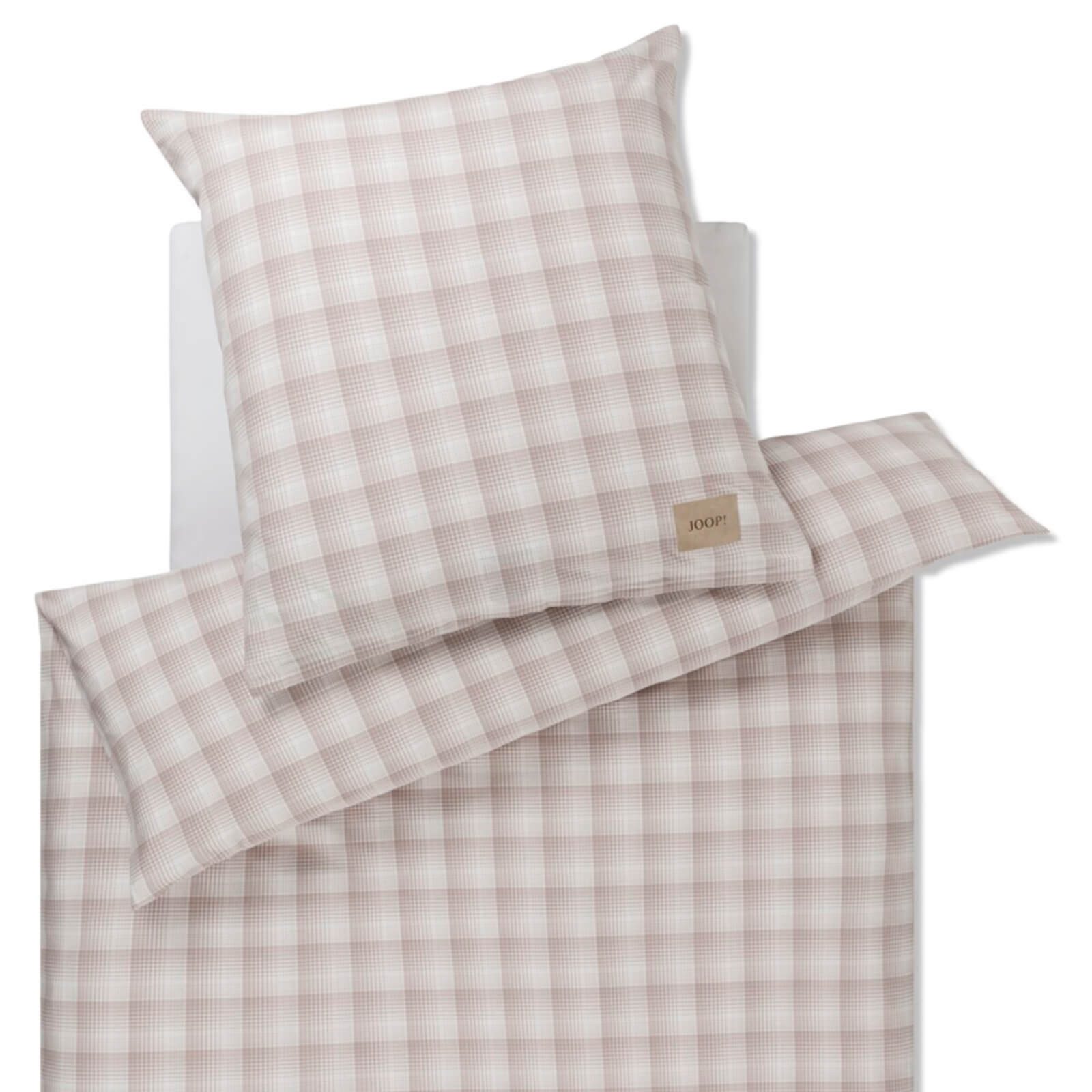 JOOP! Bettwäsche Soft Checks 45000 07 Cream Flanell, Flanell, 2 teilig, Linien, Kariert