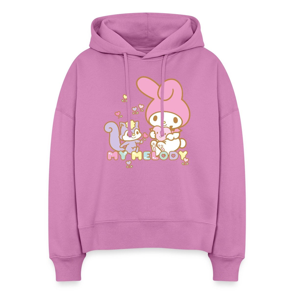 Spreadshirt Hoodie My Melody Pflückt Mit Risu Herzblümchen Frauen Boxy Organic Hoodie (1-tlg)