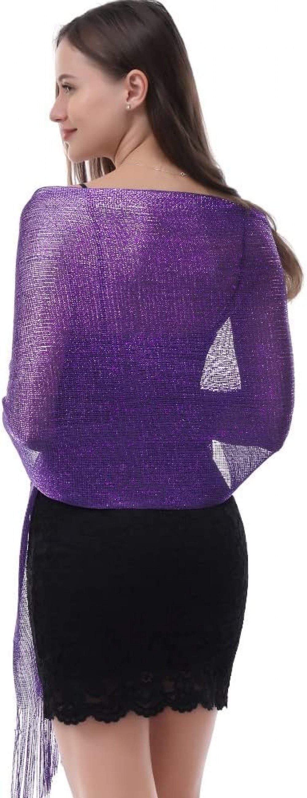 parties Holiday sparkling Tiefviolett suitable evening WaKuKa shawl Schal buckle for metal