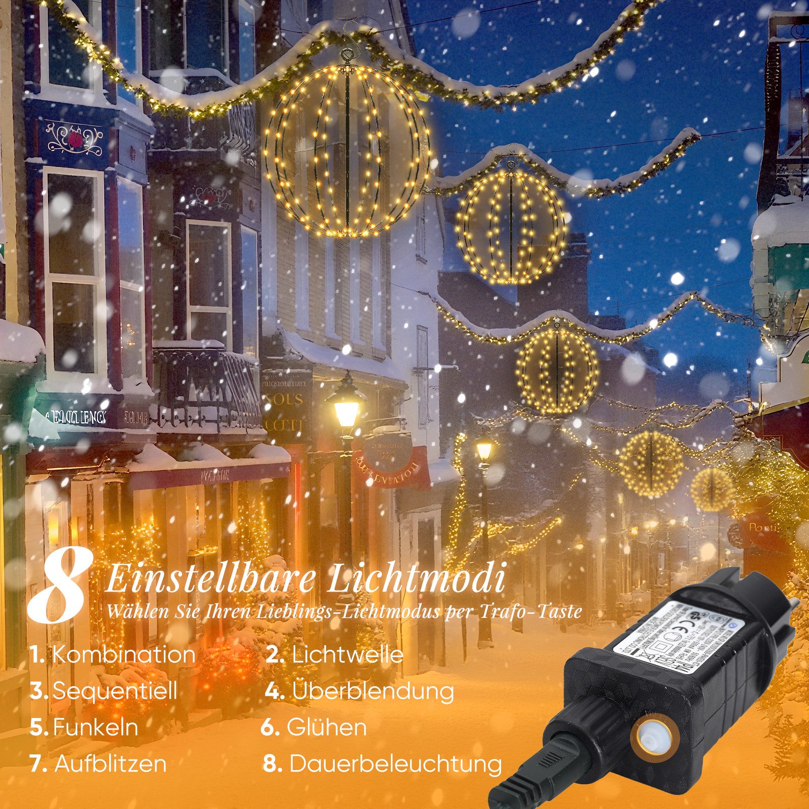 Salcar LED Kugelleuchte LED Weihnachtsdeko Lichterkette Außen 30cm 120 LED günstig online kaufen