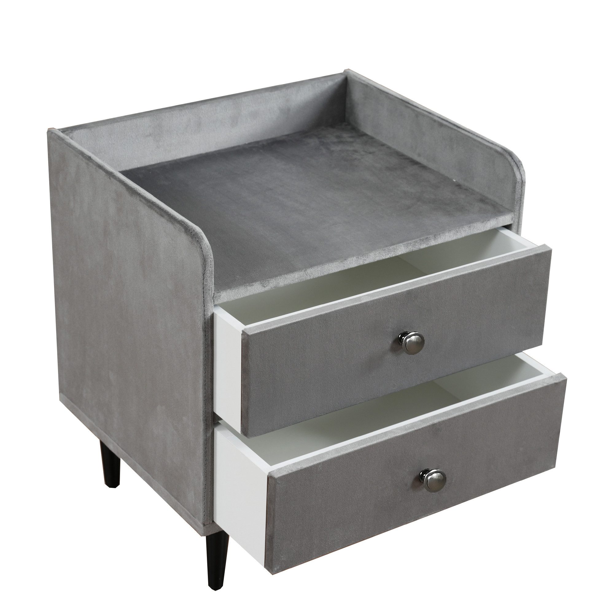 MODFU Kommode Gepolsterter Kommode (mit 2 Schubladen, mit Schallwand, Mit Metallgriff, Stauraum im Wohnzimmer und Schlafzimmer, MDF, Samt)