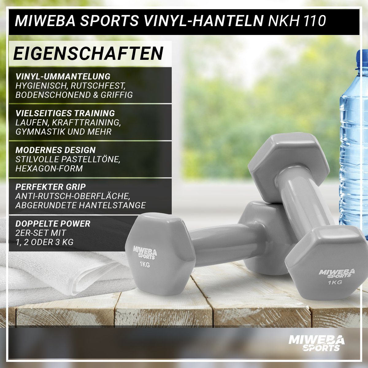 Hantel-Set Aerobic - Kurzhantel Hexagon-Form, - Sport Muskelaufbau Krafttraining, Pilates - - - 3 türkis Sports - Gymnastikhanteln Training Workout Gewichte - kg, kg kg 3 (rutschfest Vinyl, Fitness - - Miweba Fitnesshanteln - 1 2 Vinyl, bodenschonend Farben, Set NKH110 - Hantel 2er-Set),