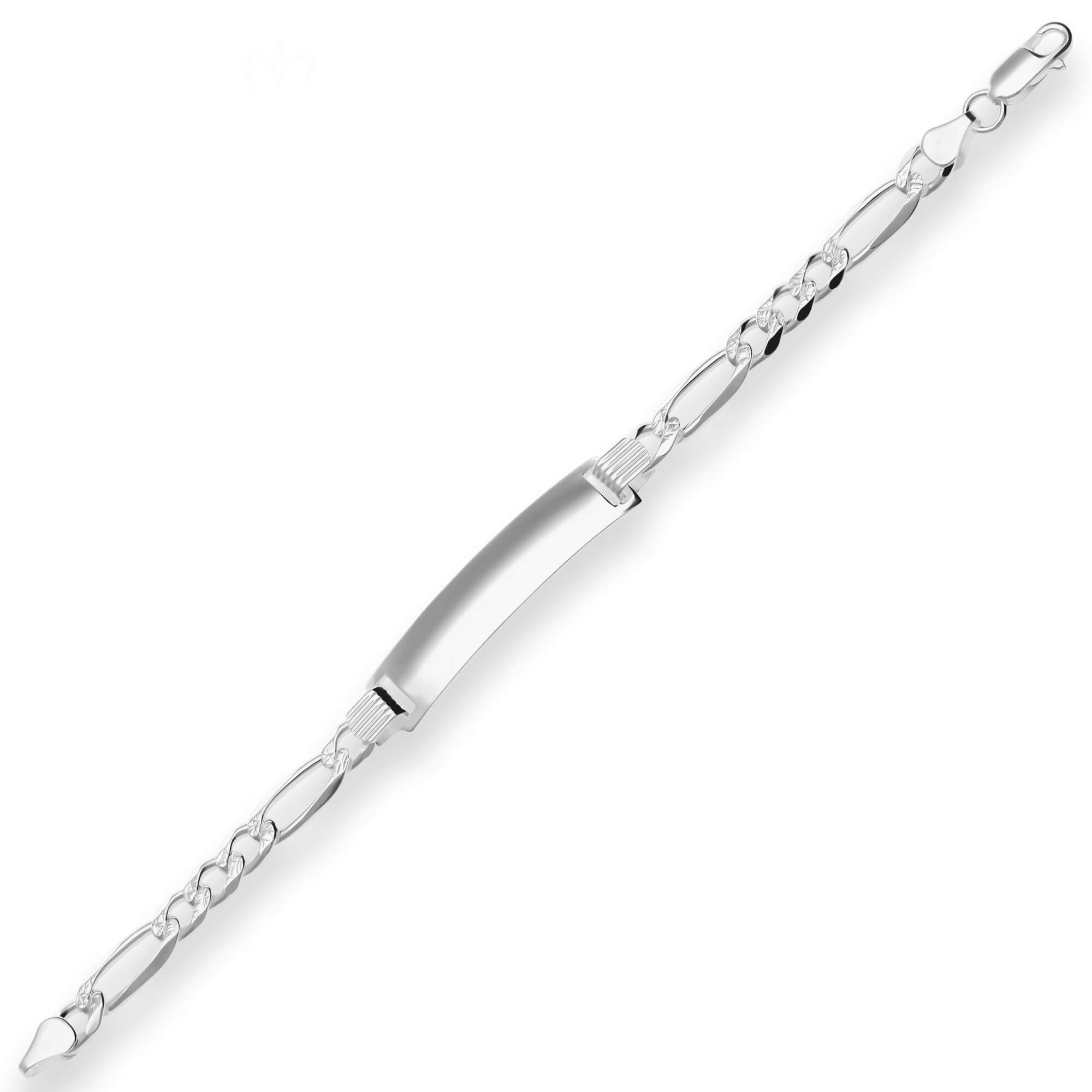 Silberarmband 7mm Id-Armband Figarokette aus 925 Silber 18cm