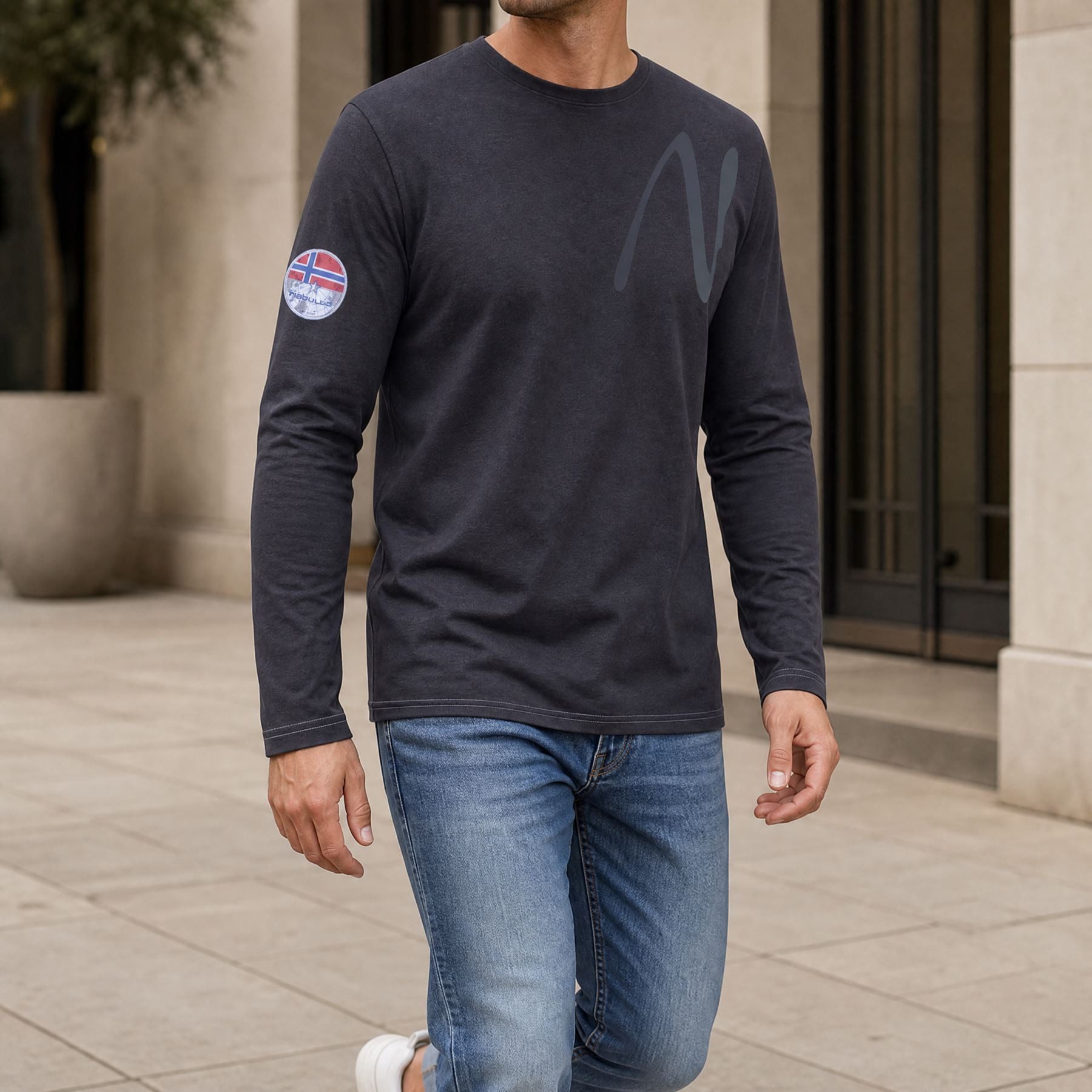 Nebulus Langarmshirt CHOP, P6641 - Herren, schwarz-grau, M