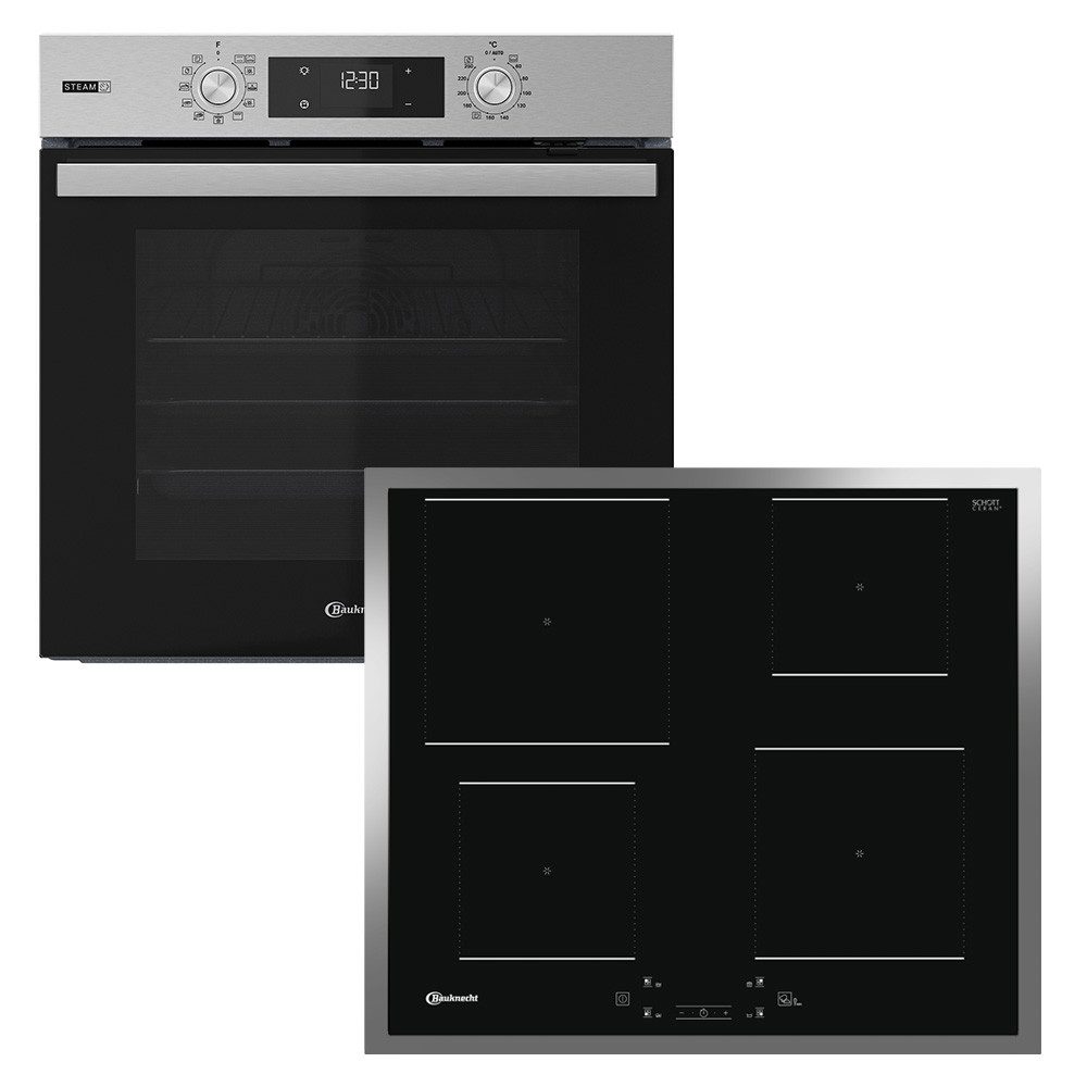 BAUKNECHT Backofen-Set BAKO 780 Steam IND IN, mit 1-fach-Teleskopauszug, Hydrolyse, GentleSteam – für ein saftiges Inneres und ein knuspriges Äußeres