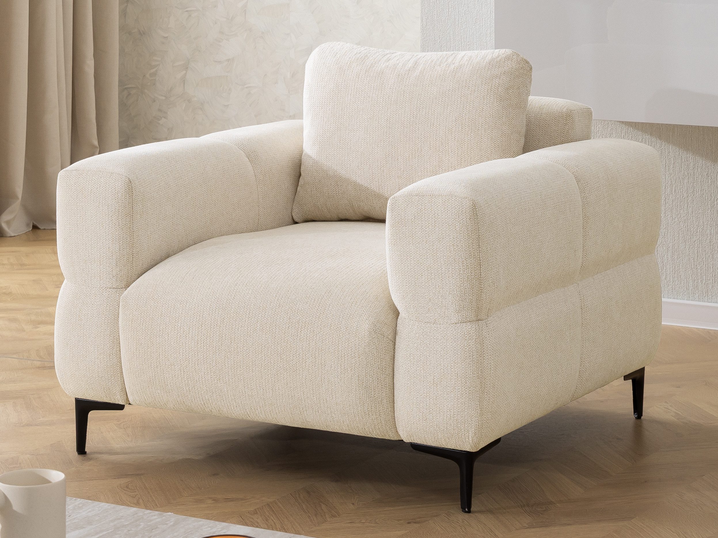 S-Style Möbel Sessel Cardea in Bubble-Optik aus weichem Strukturstoff mit hohem Sitzkomfort, mit Wellenfederung