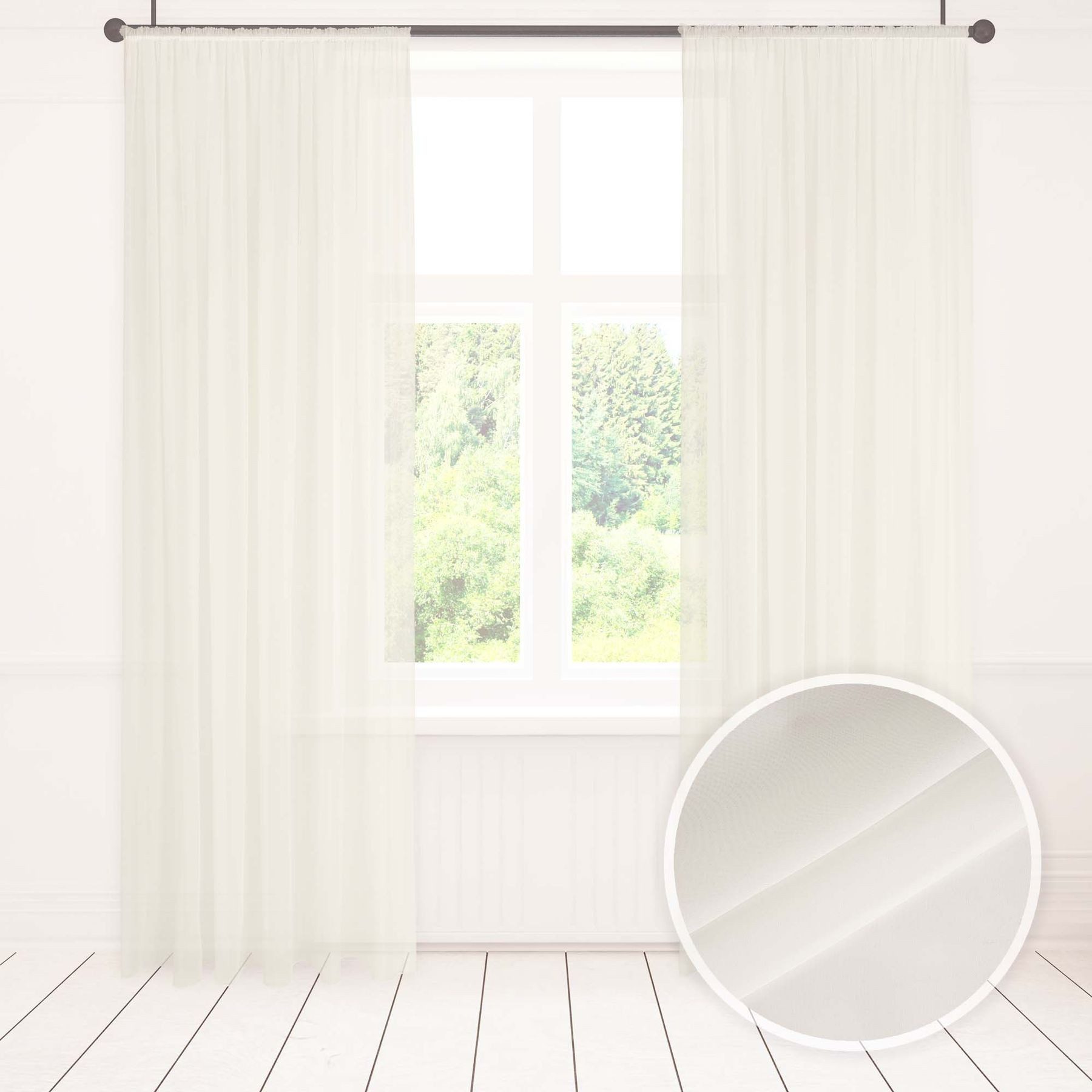 Asphald Gardine auf Maß Stores Warmweiss Voile Vorhang Kräuselband Universa günstig online kaufen