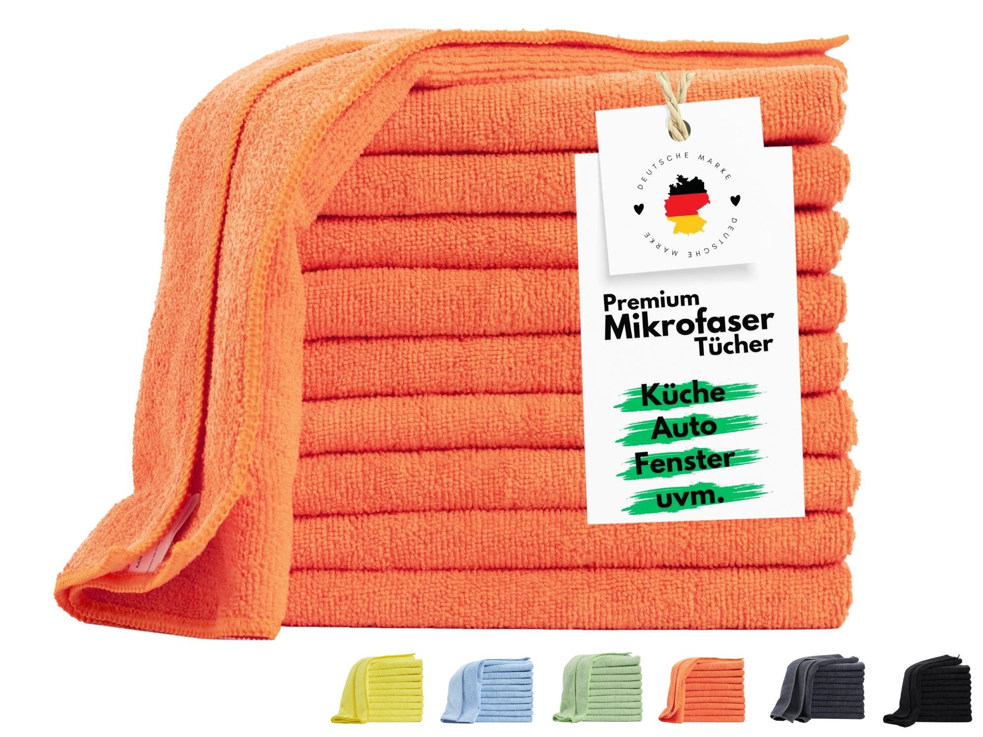 Carpe Sonno Fusselfrei Putztücher Fenstertücher Салфетки для чистки Салфетки и губки Küche Auto Mikrofasertuch (Mikrofaser, 40x40 cm, Spar-Set, 20-tlg., 20 Microfasertücher, Microfasertücher für Reinigung & Politur Bad Fenster Putzlappen Orange)