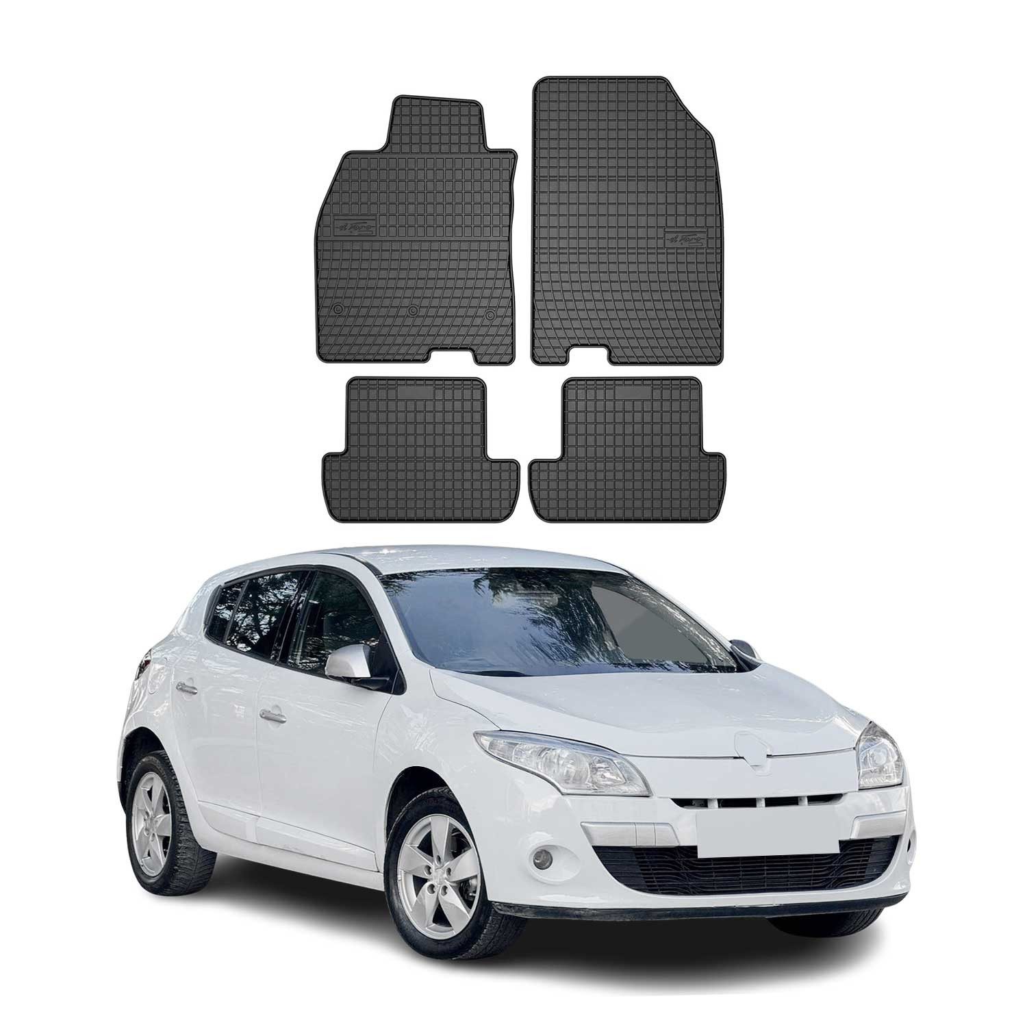 OMAC Auto-Fußmatten für Renault Megane 2008-2015 Gummimatten Schwarz 4 tlg (4 St), für Renault Megane 2008-2015 Renault Megane 2008-2015, Antirutsch,Wasserfest,Einfache Installation