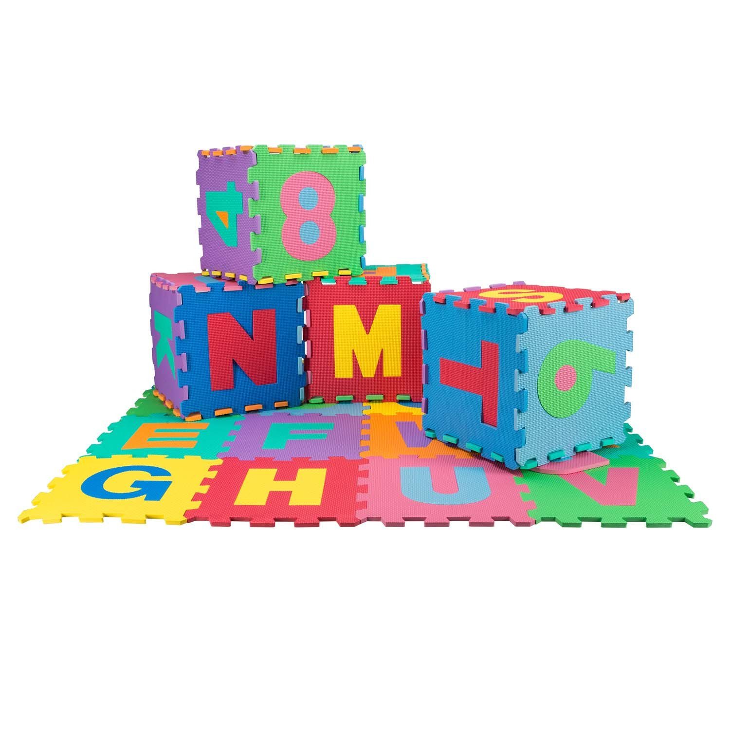 all Kids United Bodenmatte XXL Kinder-Spielmatte mit Buchstaben & Zahlen – Sicher & Lernspaß (86-St), Buchstaben Spielmatte